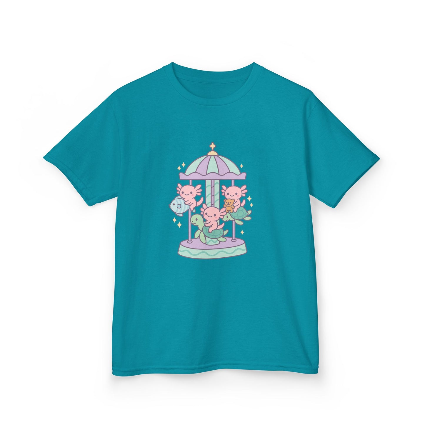 Kids Cotton Tee with Carousel Design, Fun Kids T-Shirt, Cute Summer Tee, Playful Cotton Top, Unique Birthday Gift for Children