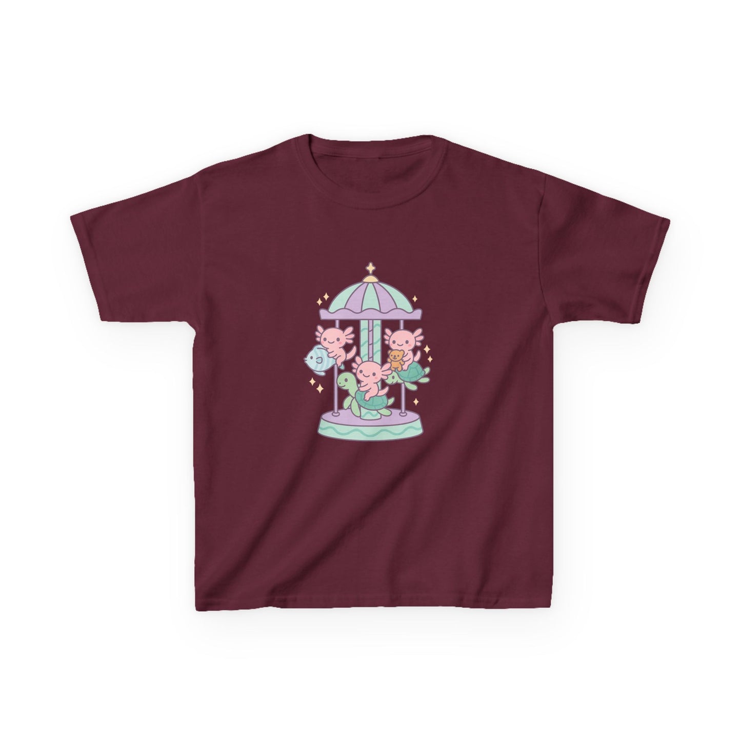 Kids Cotton Tee with Carousel Design, Fun Kids T-Shirt, Cute Summer Tee, Playful Cotton Top, Unique Birthday Gift for Children