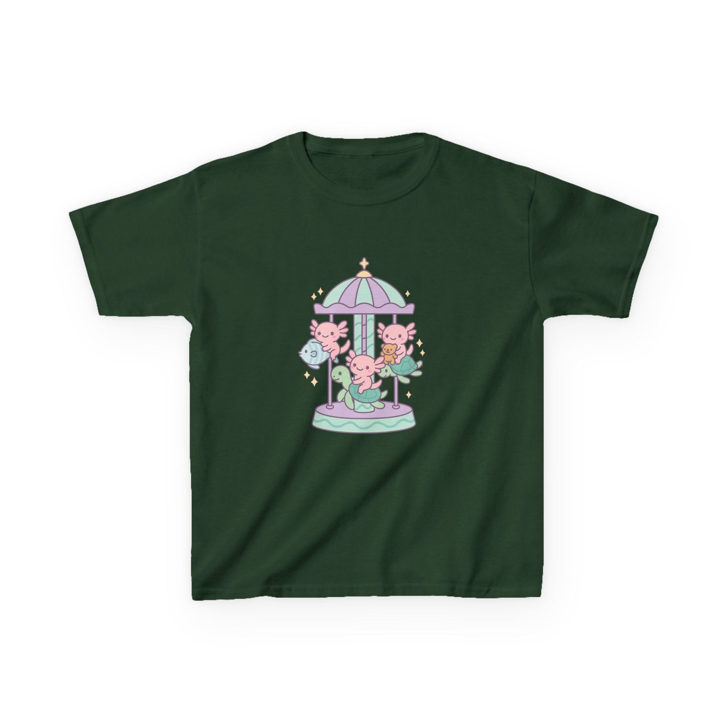 Kids Cotton Tee with Carousel Design, Fun Kids T-Shirt, Cute Summer Tee, Playful Cotton Top, Unique Birthday Gift for Children