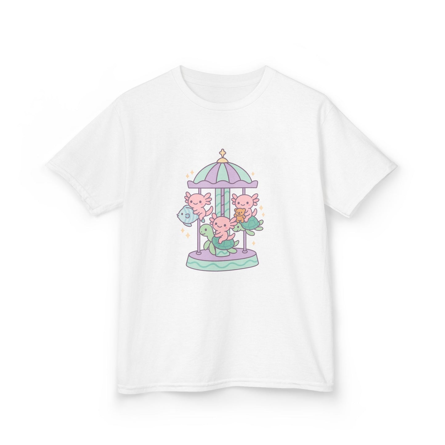 Kids Cotton Tee with Carousel Design, Fun Kids T-Shirt, Cute Summer Tee, Playful Cotton Top, Unique Birthday Gift for Children