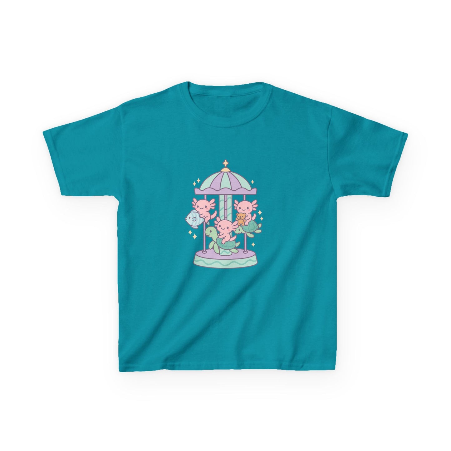Kids Cotton Tee with Carousel Design, Fun Kids T-Shirt, Cute Summer Tee, Playful Cotton Top, Unique Birthday Gift for Children