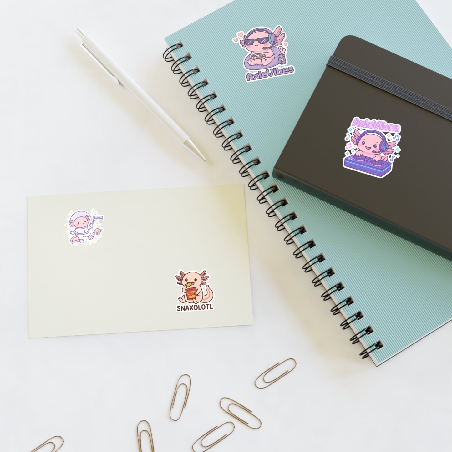 Cute Anime-Themed Sticker Sheets for Creative Expression | AxieVibes & Snaxolotl Designs