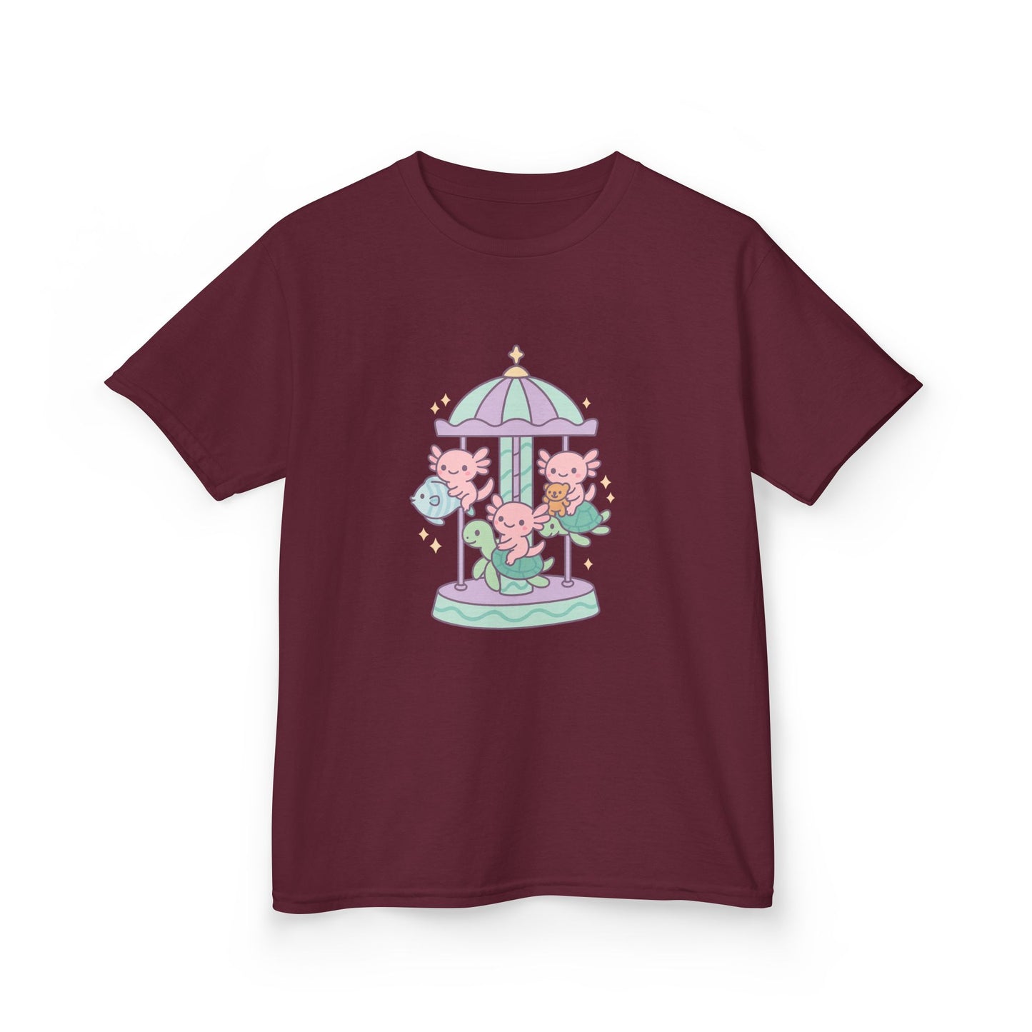 Kids Cotton Tee with Carousel Design, Fun Kids T-Shirt, Cute Summer Tee, Playful Cotton Top, Unique Birthday Gift for Children