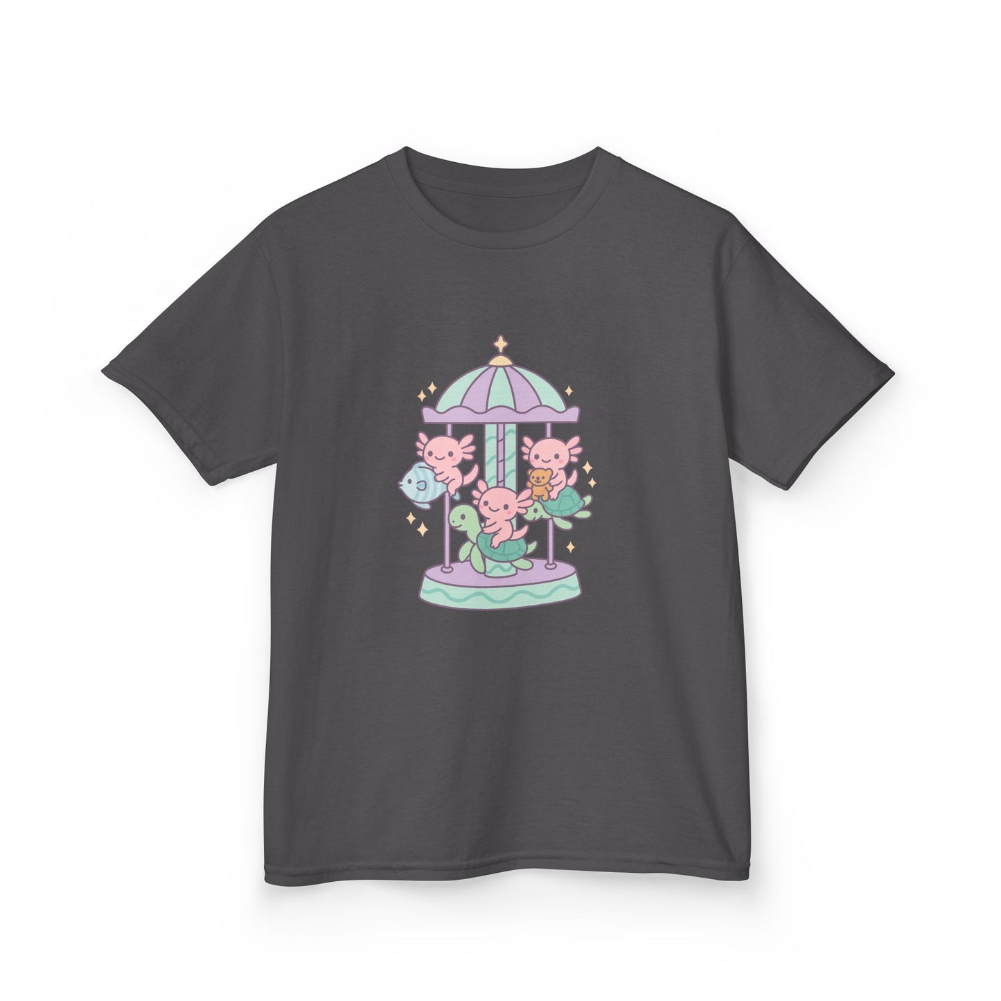 Kids Cotton Tee with Carousel Design, Fun Kids T-Shirt, Cute Summer Tee, Playful Cotton Top, Unique Birthday Gift for Children