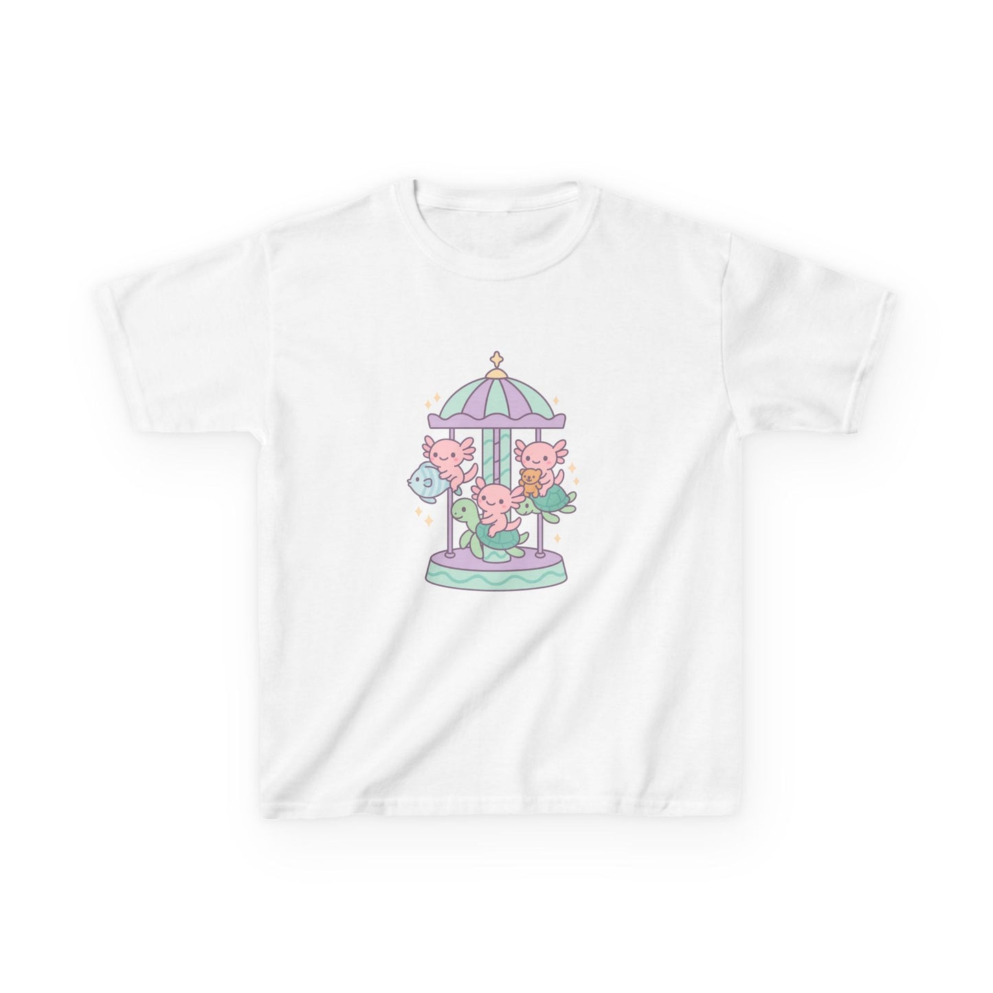 Kids Cotton Tee with Carousel Design, Fun Kids T-Shirt, Cute Summer Tee, Playful Cotton Top, Unique Birthday Gift for Children