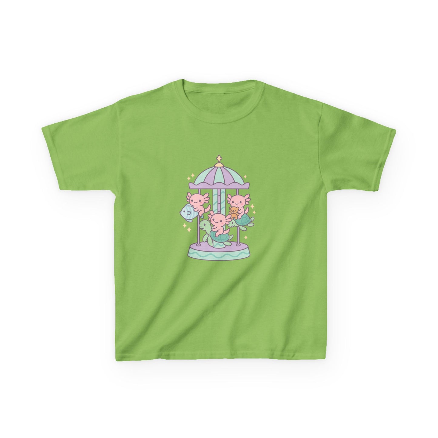 Kids Cotton Tee with Carousel Design, Fun Kids T-Shirt, Cute Summer Tee, Playful Cotton Top, Unique Birthday Gift for Children