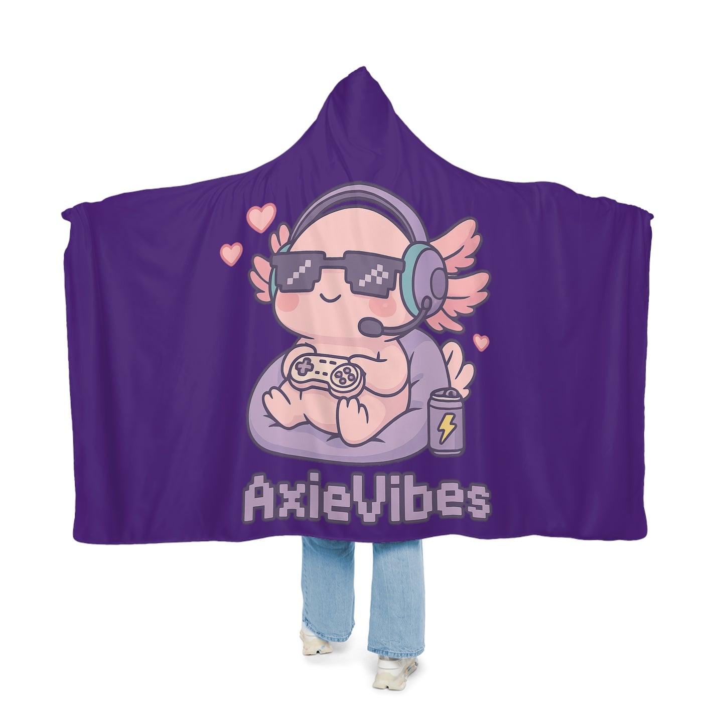 Cozy Gamer Snuggle Blanket - Axie Vibes Hooded Throw for Ultimate Comfort