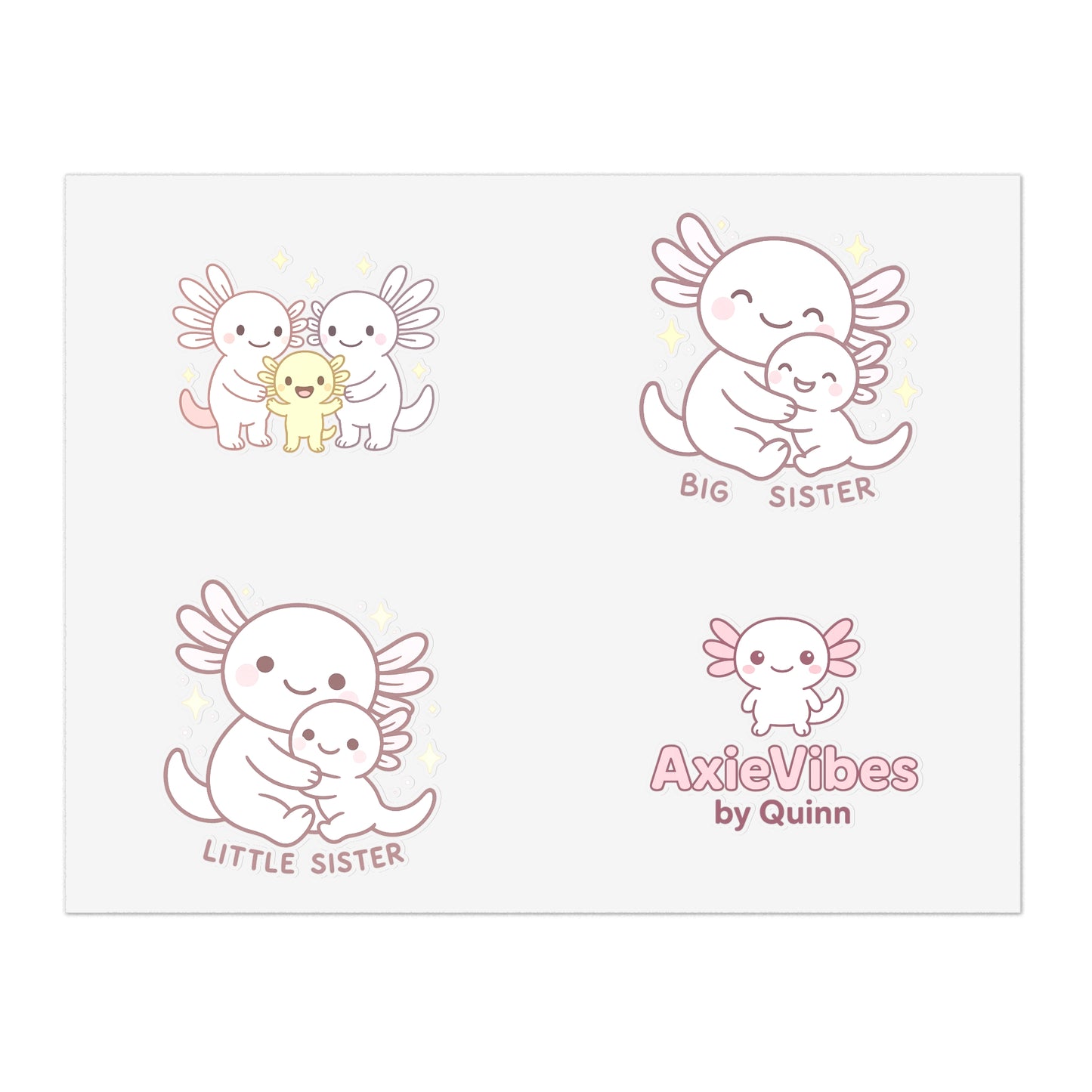 Cute Axolotl Sticker Sheets - Perfect for Sisters and Kids | Fun Decor & Gifts