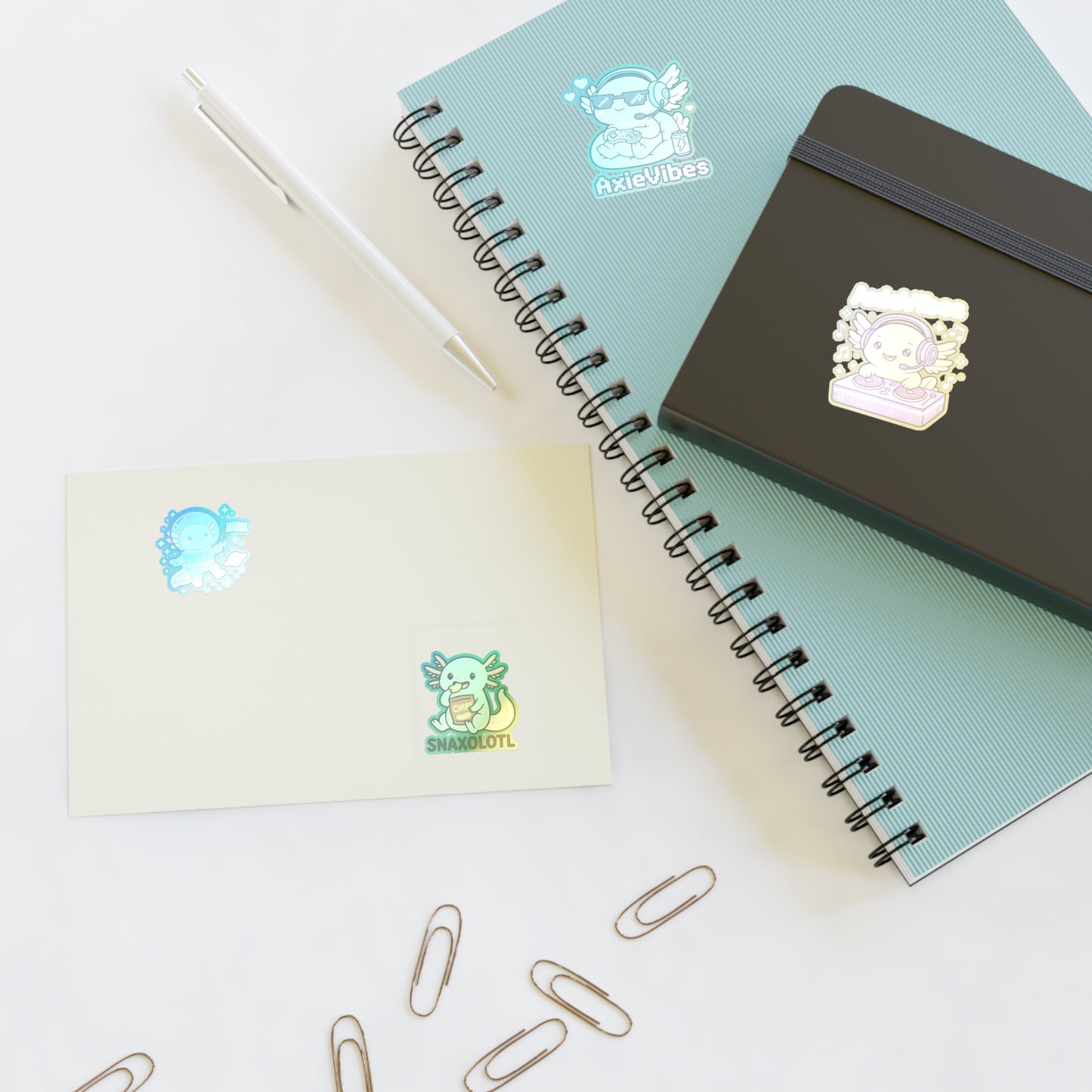 Cute Anime-Themed Sticker Sheets for Creative Expression | AxieVibes & Snaxolotl Designs