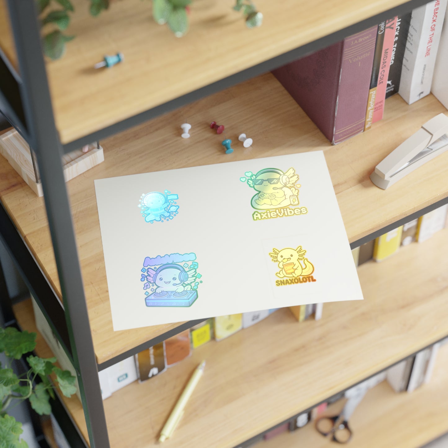 Cute Anime-Themed Sticker Sheets for Creative Expression | AxieVibes & Snaxolotl Designs