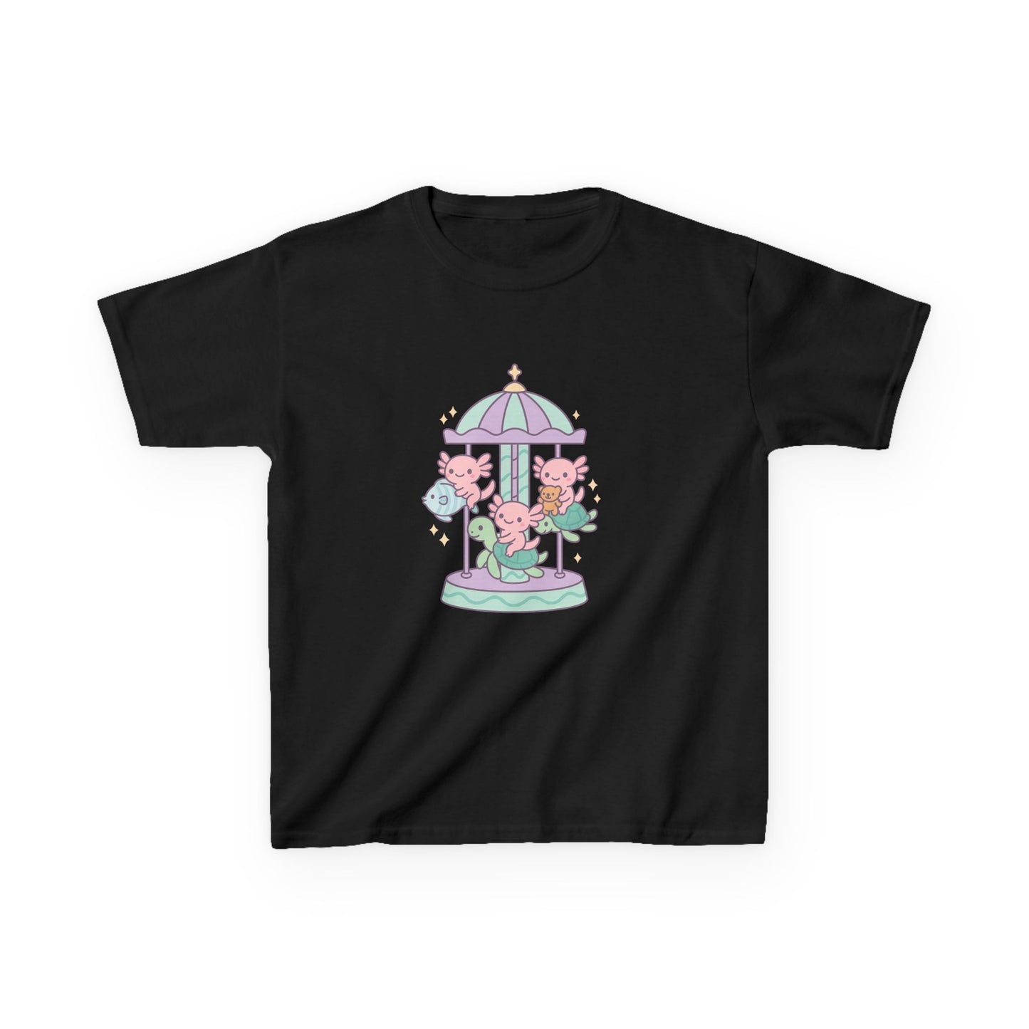 Kids Cotton Tee with Carousel Design, Fun Kids T-Shirt, Cute Summer Tee, Playful Cotton Top, Unique Birthday Gift for Children