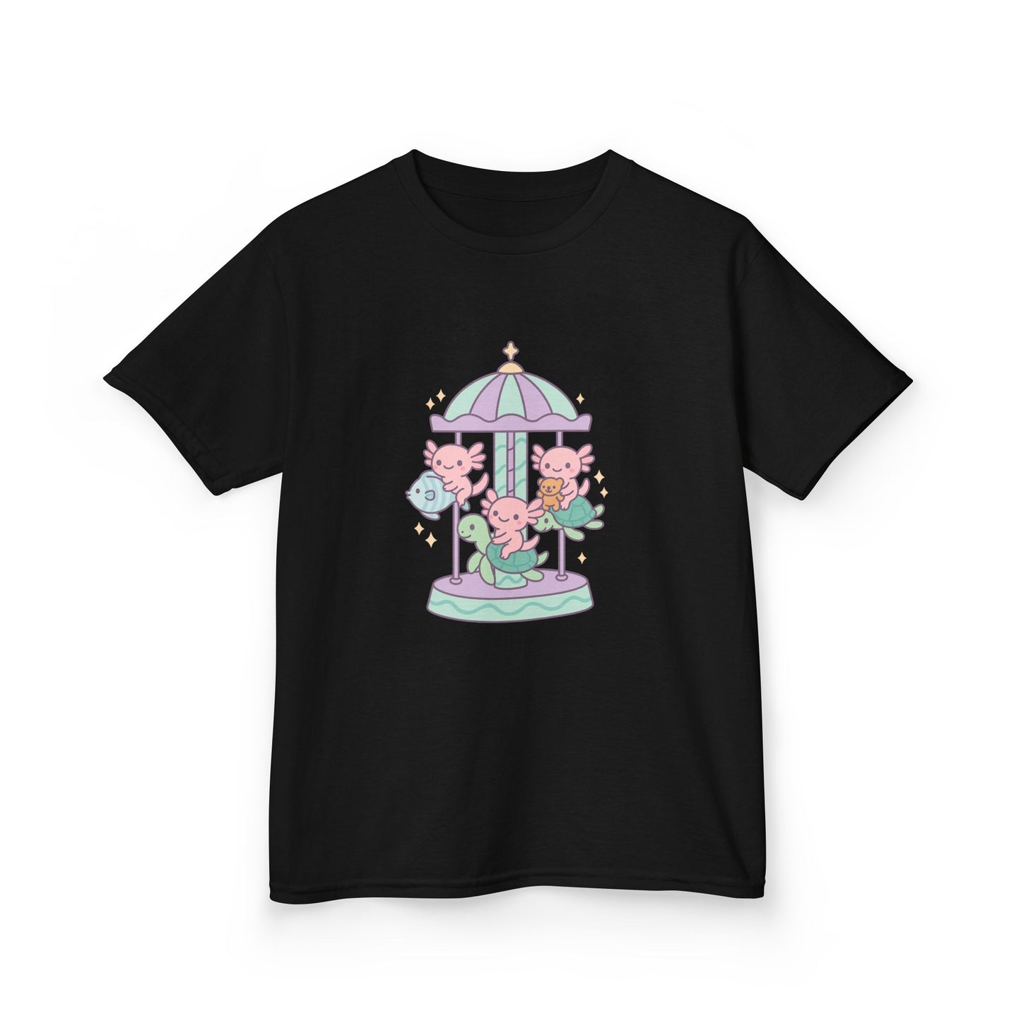 Kids Cotton Tee with Carousel Design, Fun Kids T-Shirt, Cute Summer Tee, Playful Cotton Top, Unique Birthday Gift for Children
