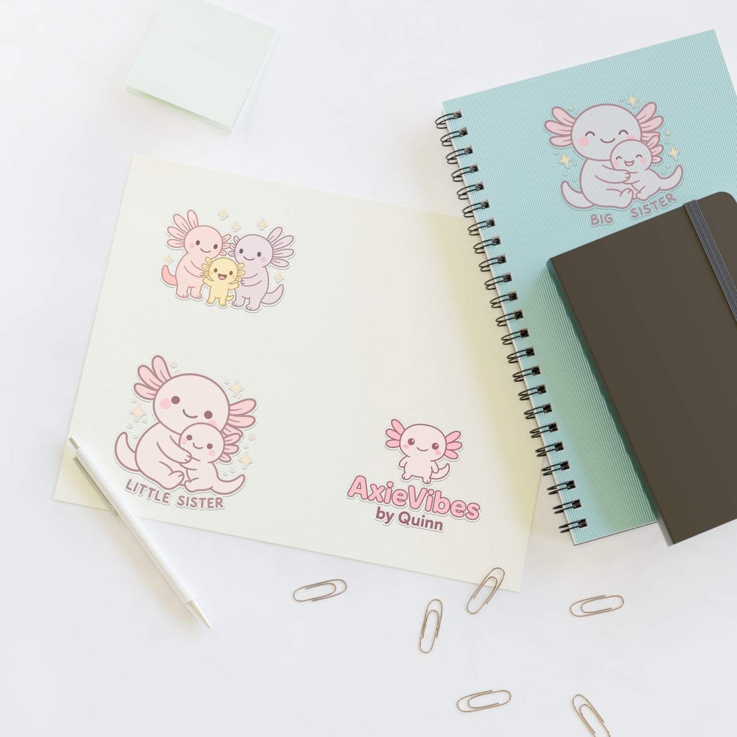 Cute Axolotl Sticker Sheets - Perfect for Sisters and Kids | Fun Decor & Gifts