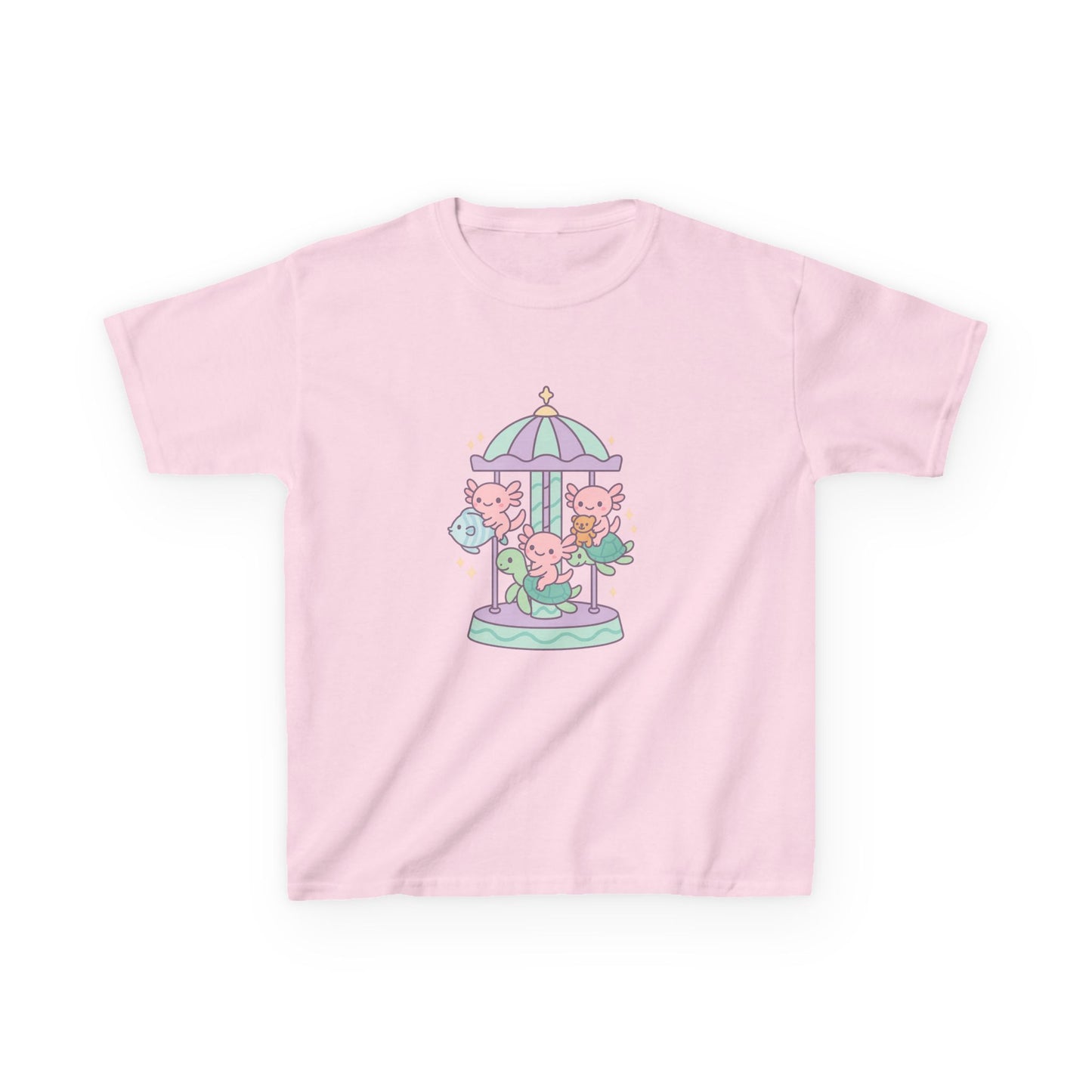 Kids Cotton Tee with Carousel Design, Fun Kids T-Shirt, Cute Summer Tee, Playful Cotton Top, Unique Birthday Gift for Children
