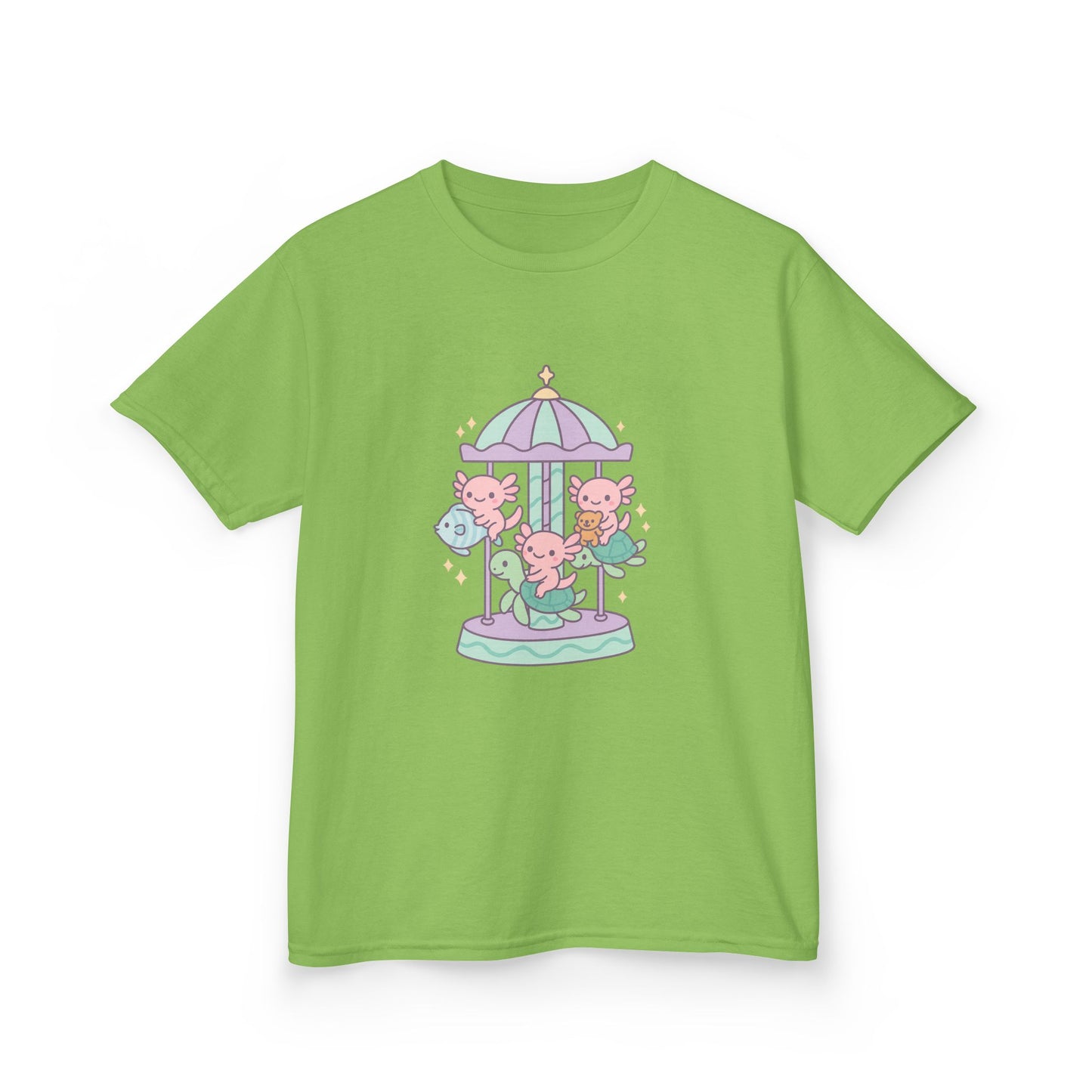 Kids Cotton Tee with Carousel Design, Fun Kids T-Shirt, Cute Summer Tee, Playful Cotton Top, Unique Birthday Gift for Children