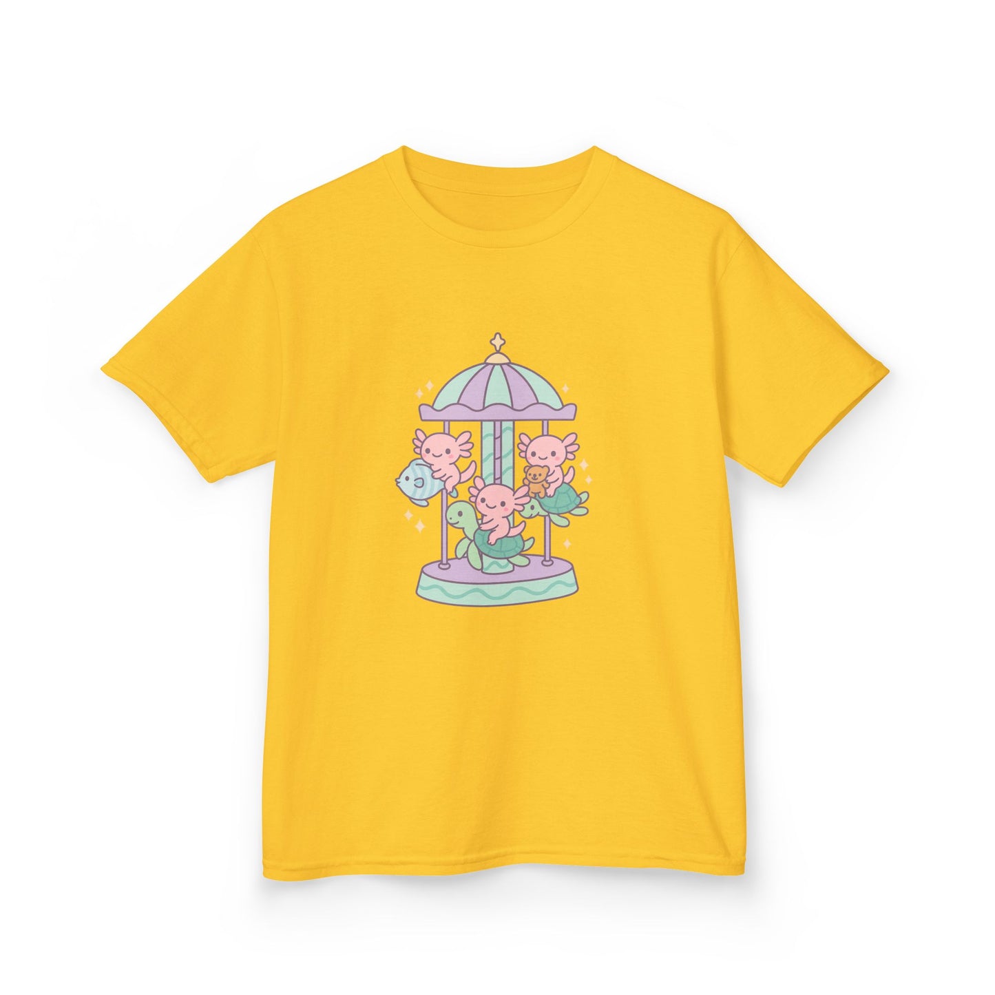 Kids Cotton Tee with Carousel Design, Fun Kids T-Shirt, Cute Summer Tee, Playful Cotton Top, Unique Birthday Gift for Children