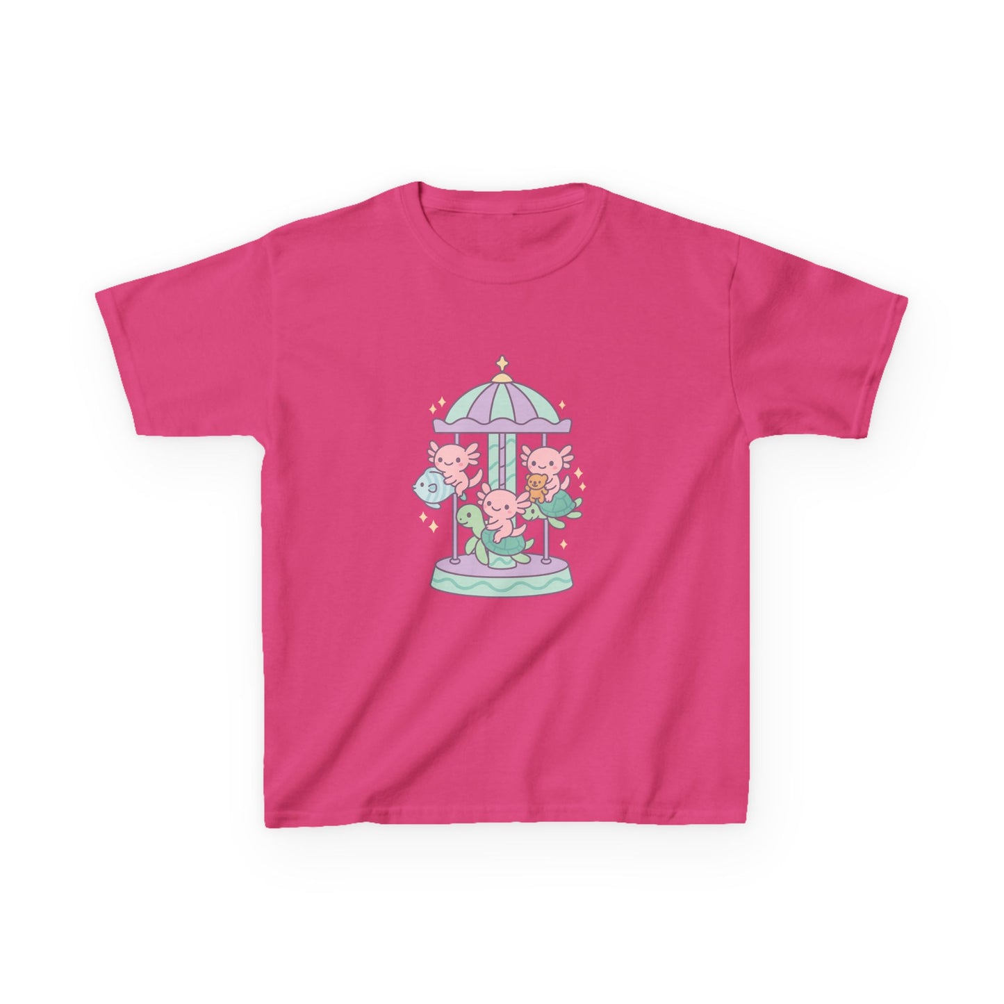 Kids Cotton Tee with Carousel Design, Fun Kids T-Shirt, Cute Summer Tee, Playful Cotton Top, Unique Birthday Gift for Children