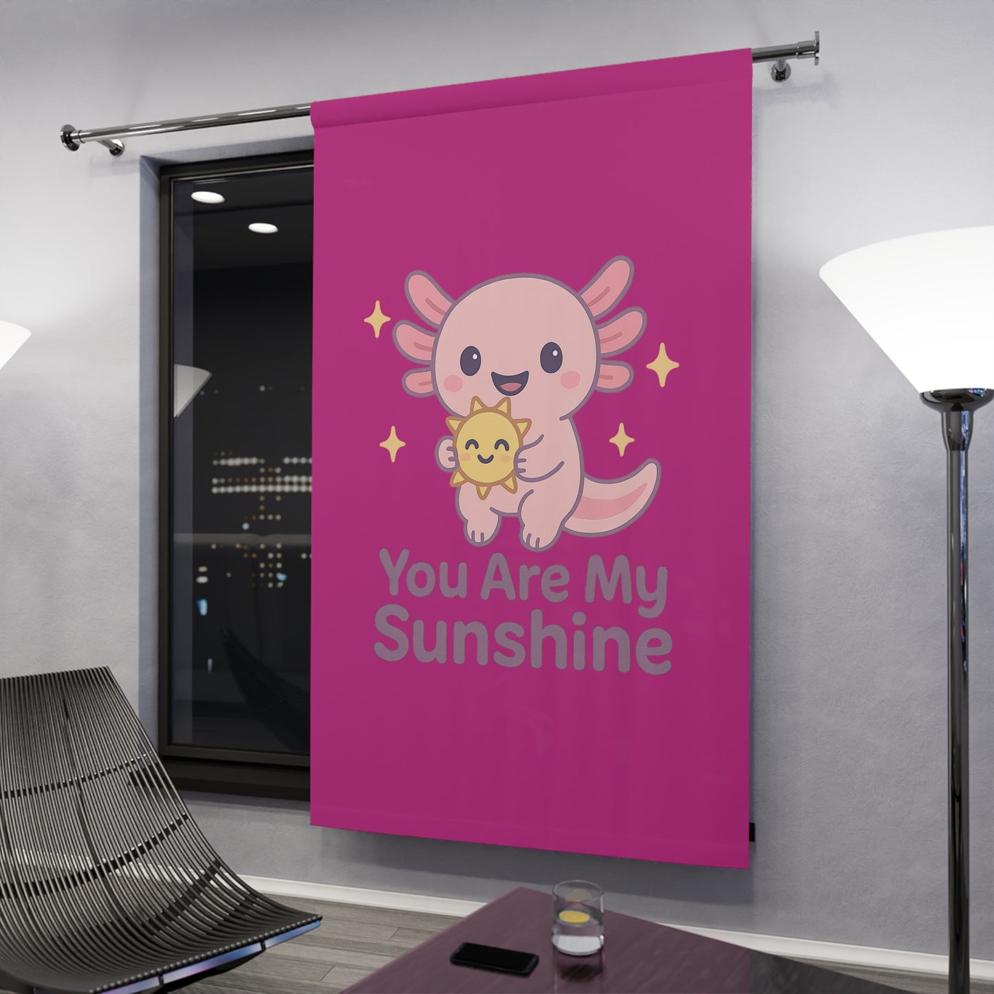 Cute Axolotl Window Curtain - You Are My Sunshine Design