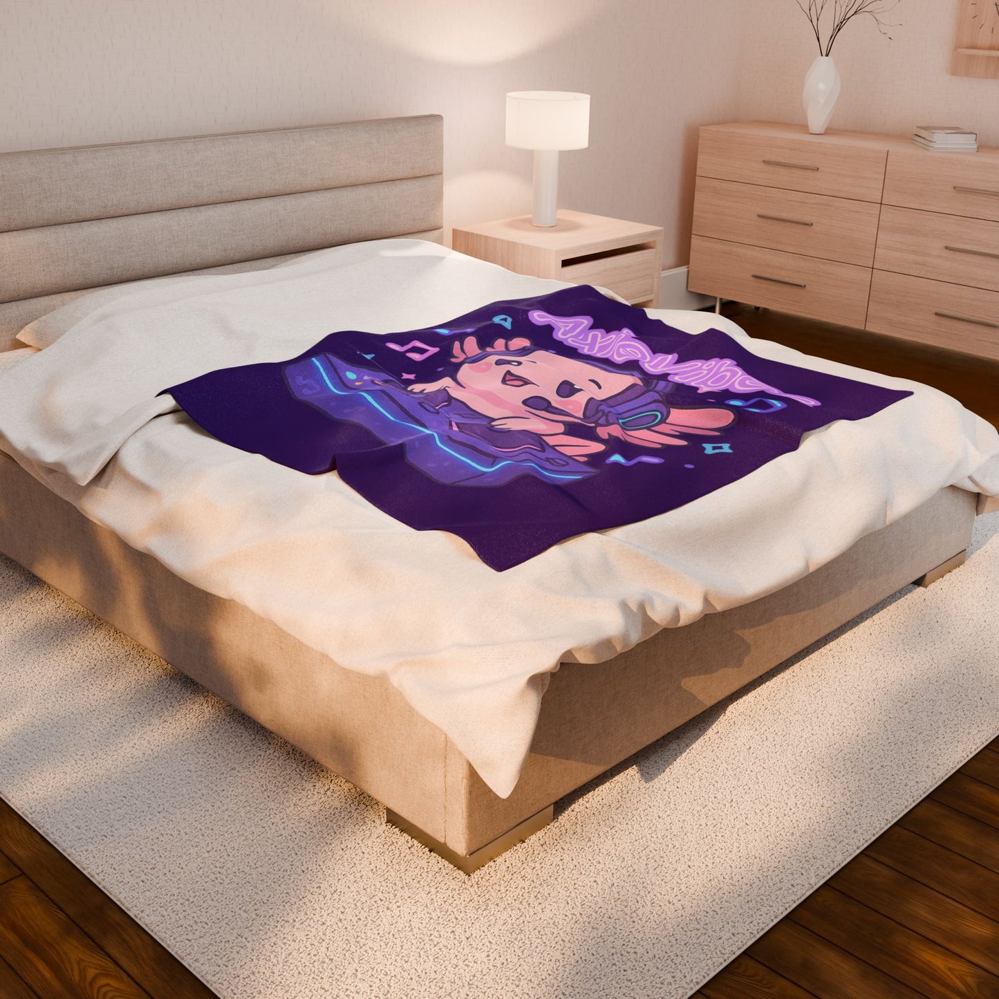 AxieVibes DJ Plush Blanket - Cozy Velvet Throw for Gaming and Relaxation