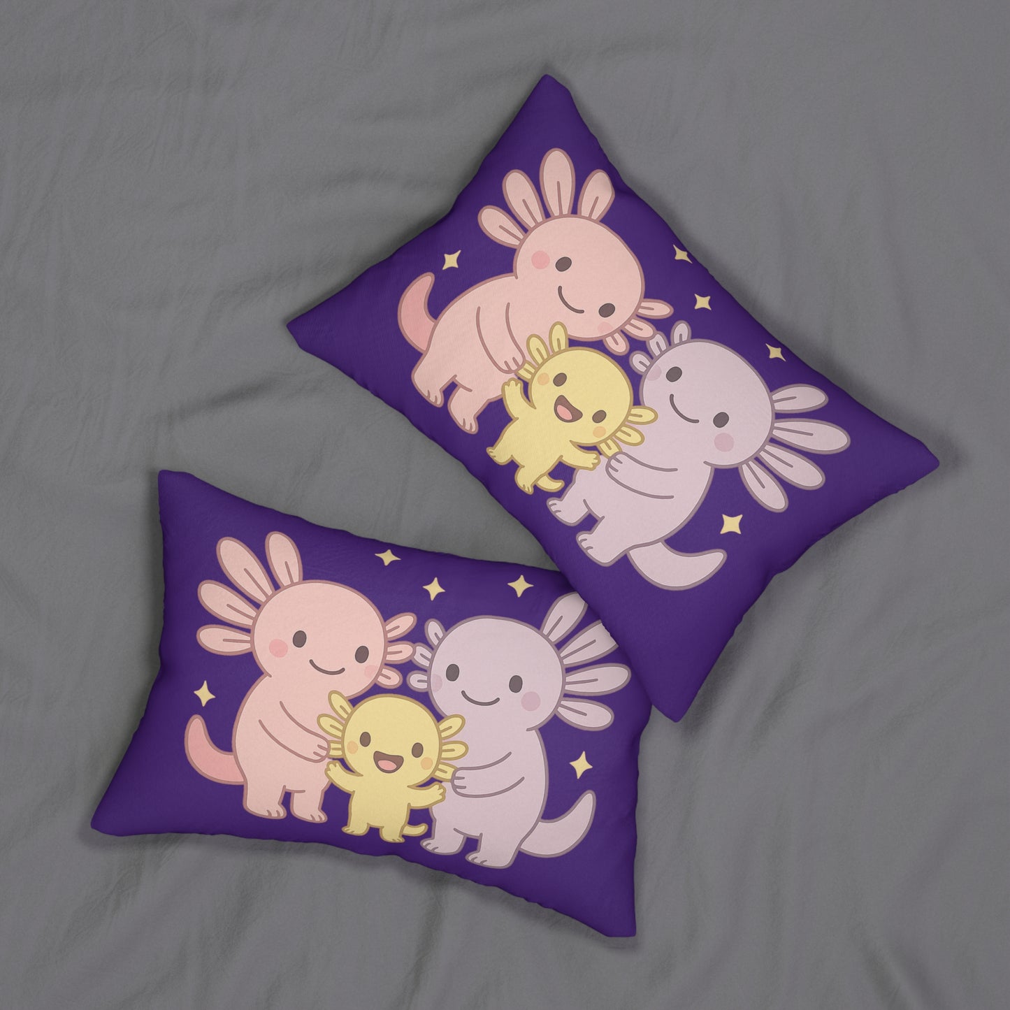 Cute Axolotl Lumbar Pillow - Cozy Plush Cushion for Home Decor