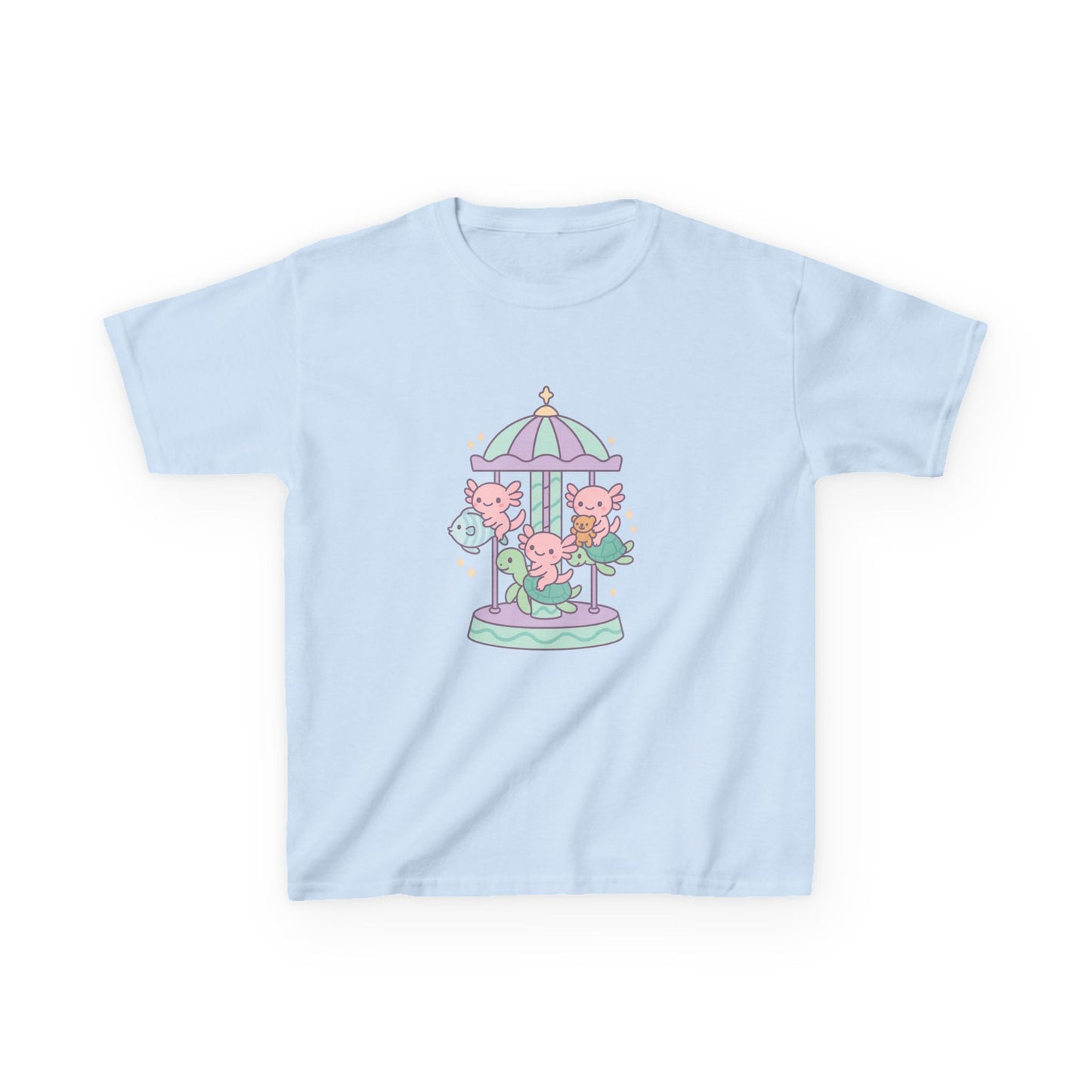 Kids Cotton Tee with Carousel Design, Fun Kids T-Shirt, Cute Summer Tee, Playful Cotton Top, Unique Birthday Gift for Children