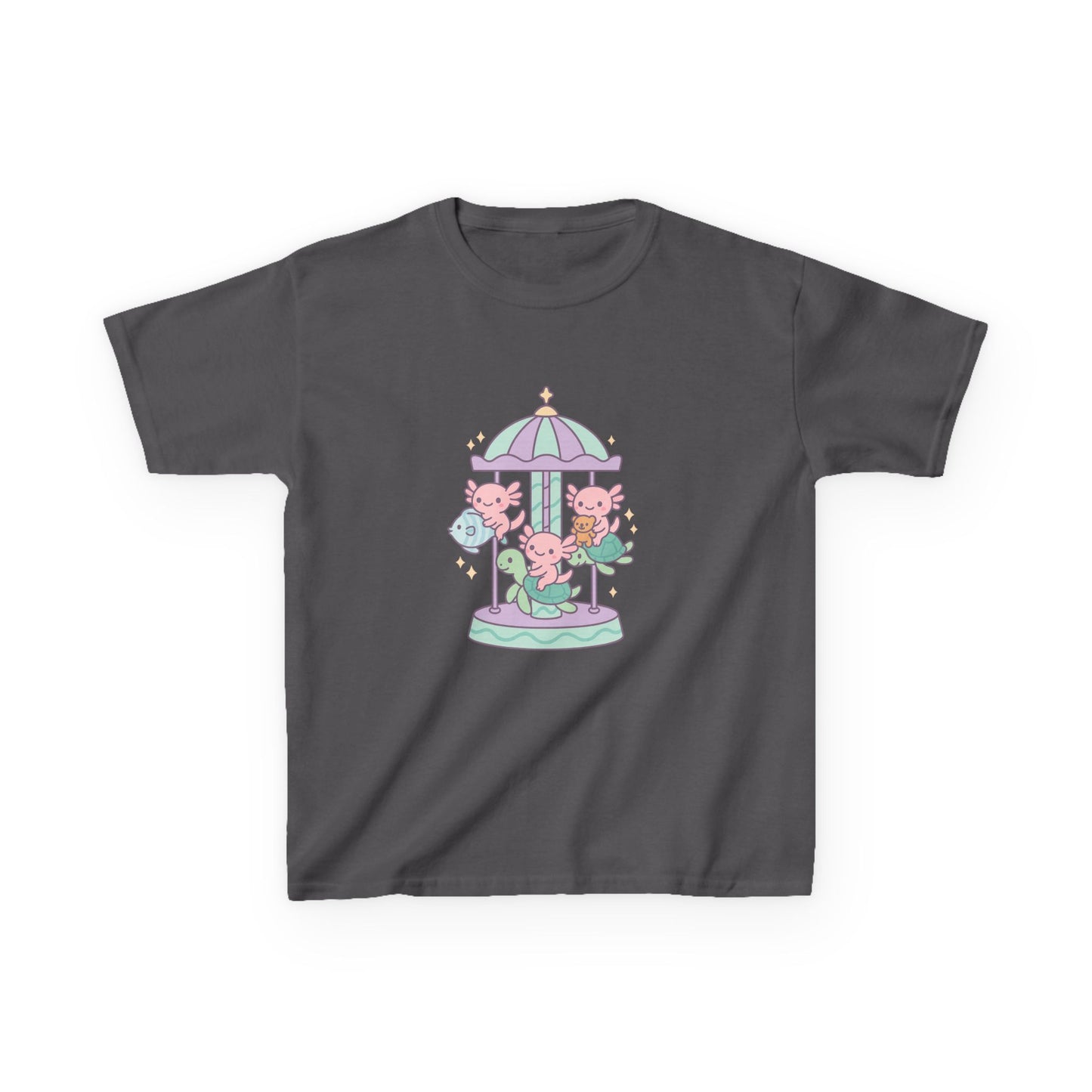 Kids Cotton Tee with Carousel Design, Fun Kids T-Shirt, Cute Summer Tee, Playful Cotton Top, Unique Birthday Gift for Children