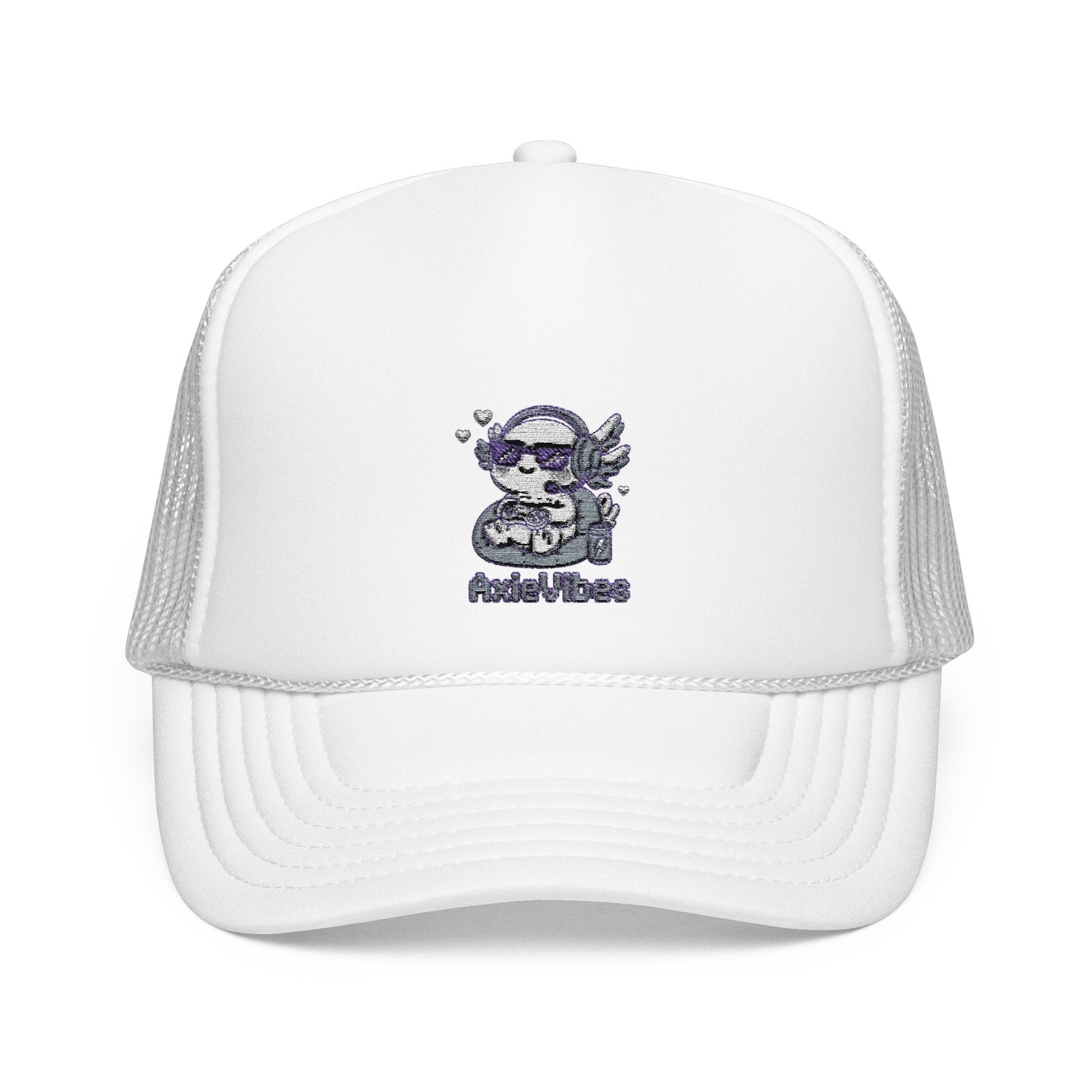 Embroidered Foam Trucker Hat - Cute Angel Cat Design