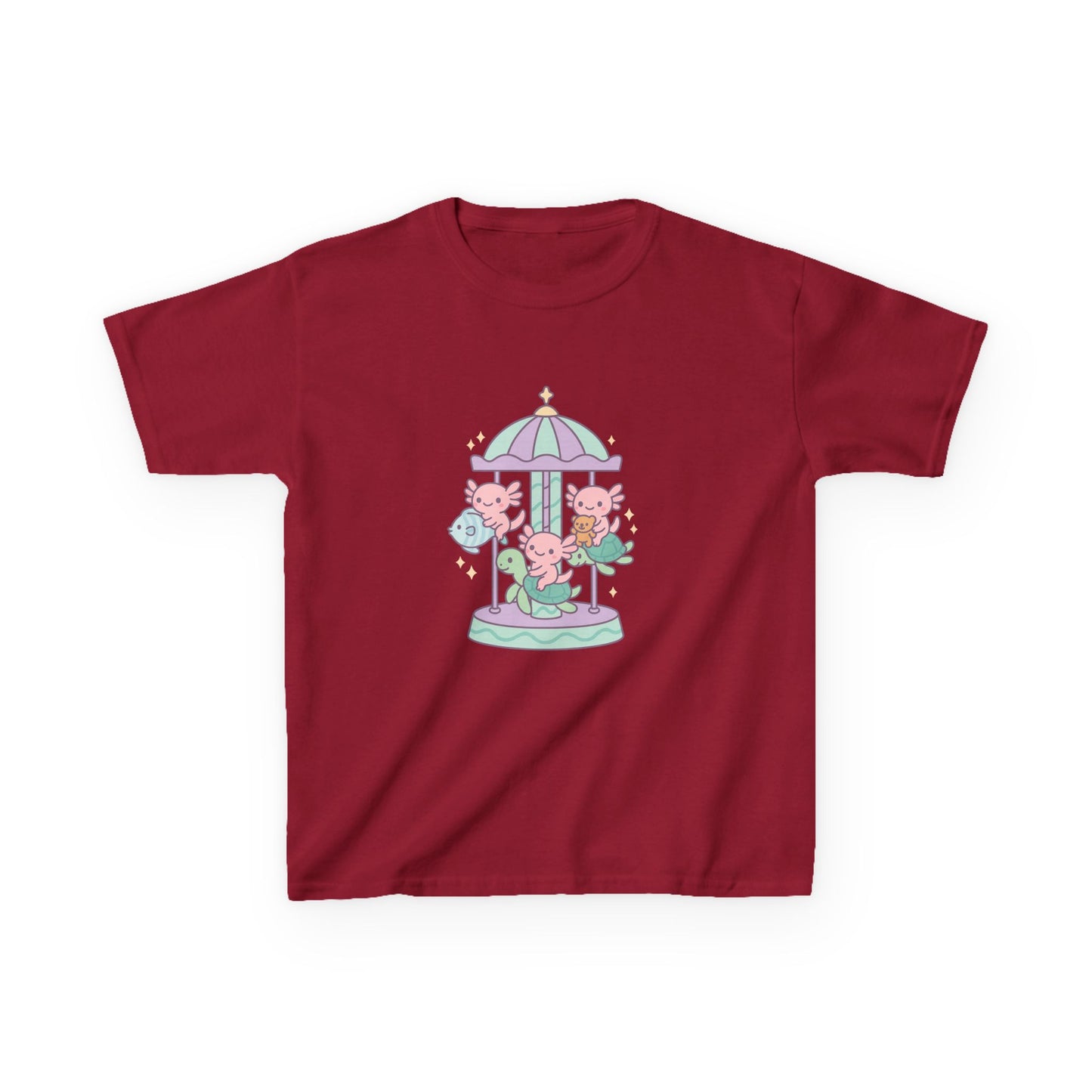 Kids Cotton Tee with Carousel Design, Fun Kids T-Shirt, Cute Summer Tee, Playful Cotton Top, Unique Birthday Gift for Children