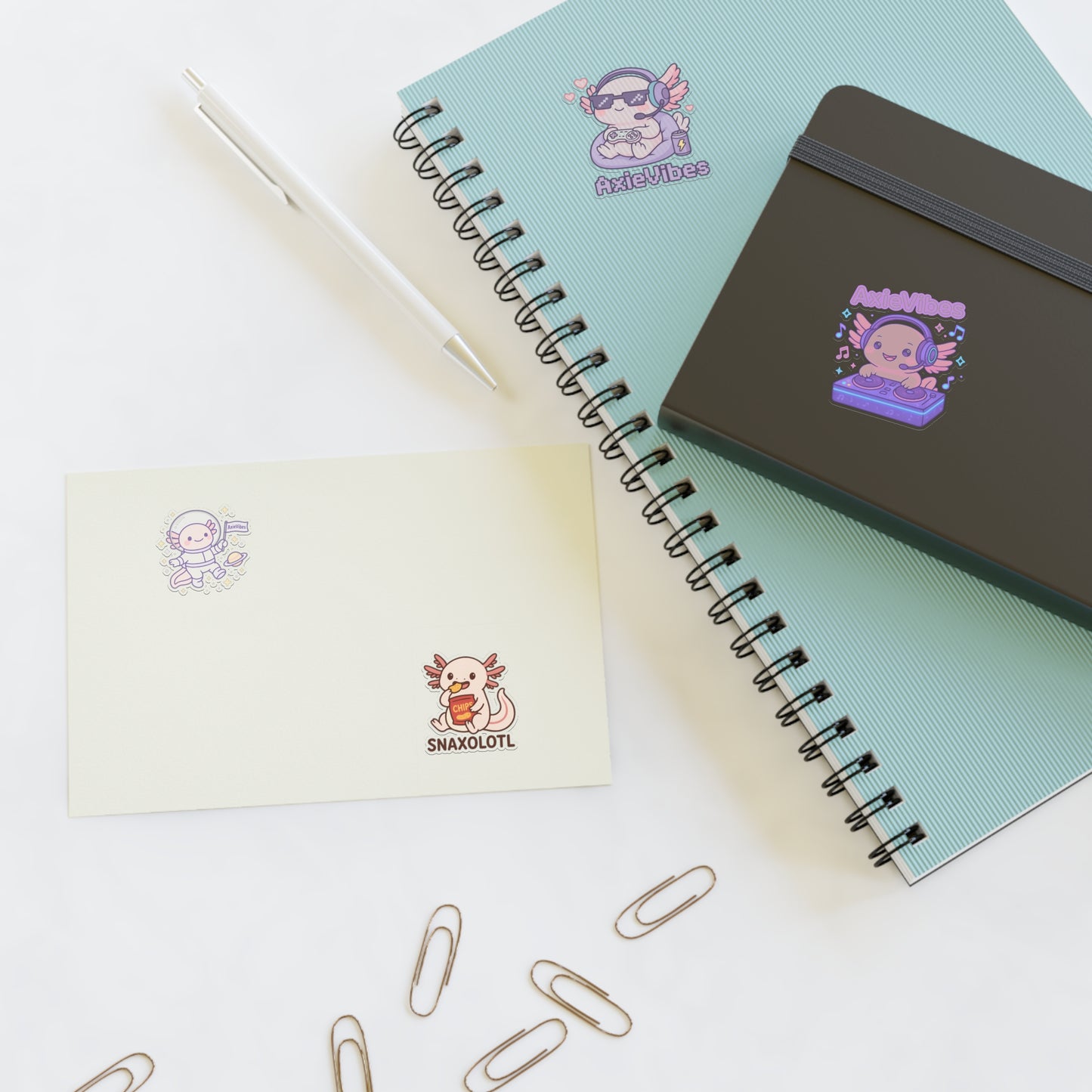 Cute Anime-Themed Sticker Sheets for Creative Expression | AxieVibes & Snaxolotl Designs