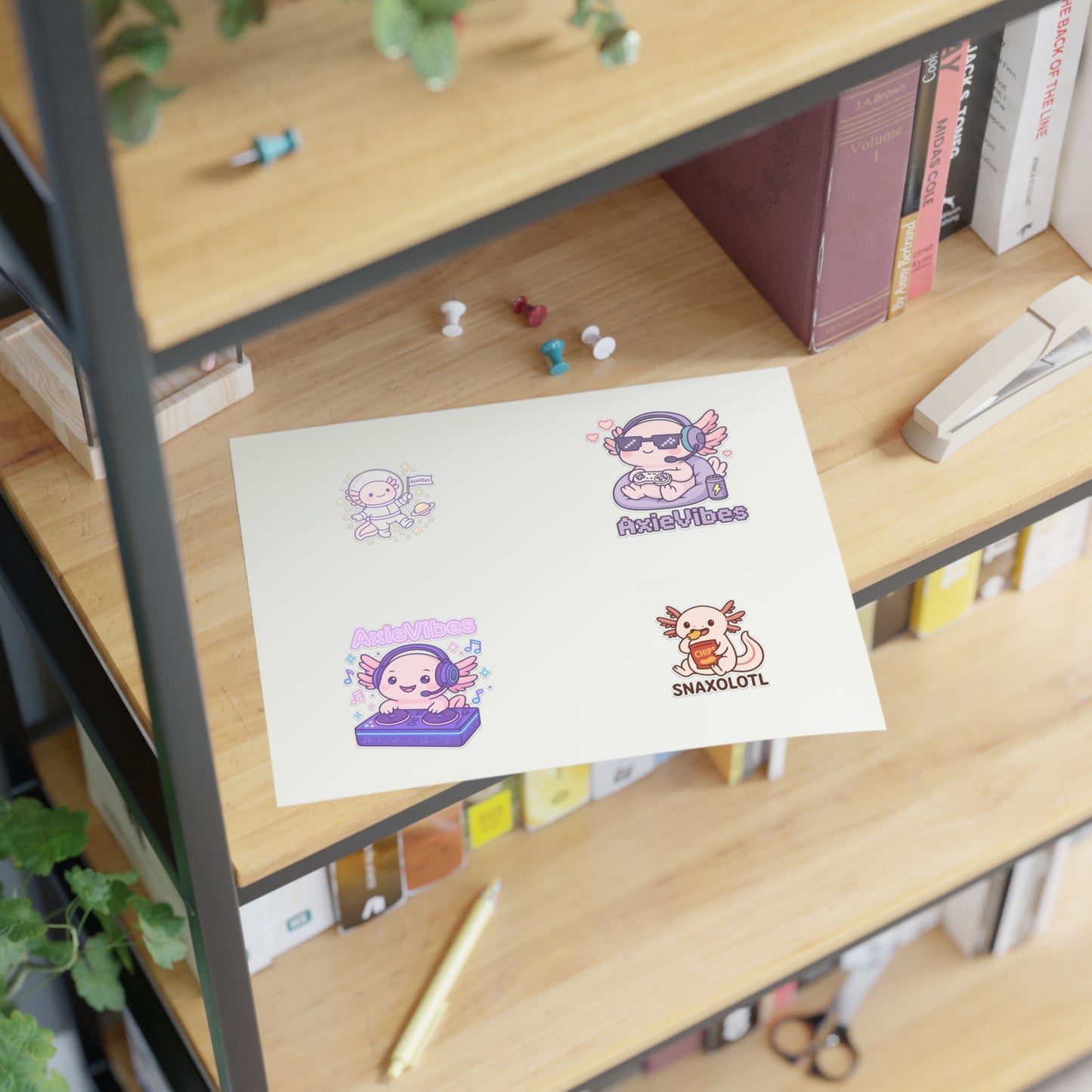 Cute Anime-Themed Sticker Sheets for Creative Expression | AxieVibes & Snaxolotl Designs
