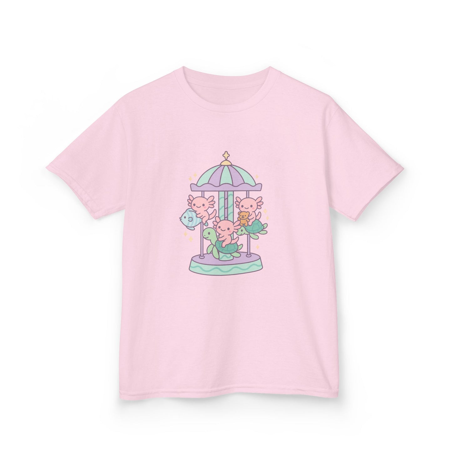 Kids Cotton Tee with Carousel Design, Fun Kids T-Shirt, Cute Summer Tee, Playful Cotton Top, Unique Birthday Gift for Children