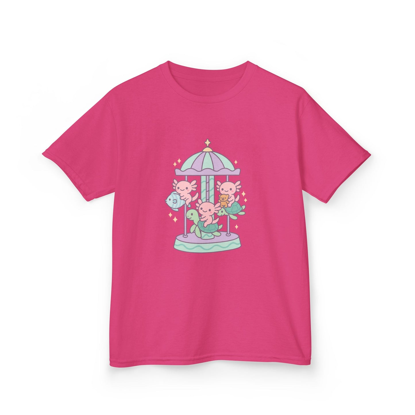 Kids Cotton Tee with Carousel Design, Fun Kids T-Shirt, Cute Summer Tee, Playful Cotton Top, Unique Birthday Gift for Children