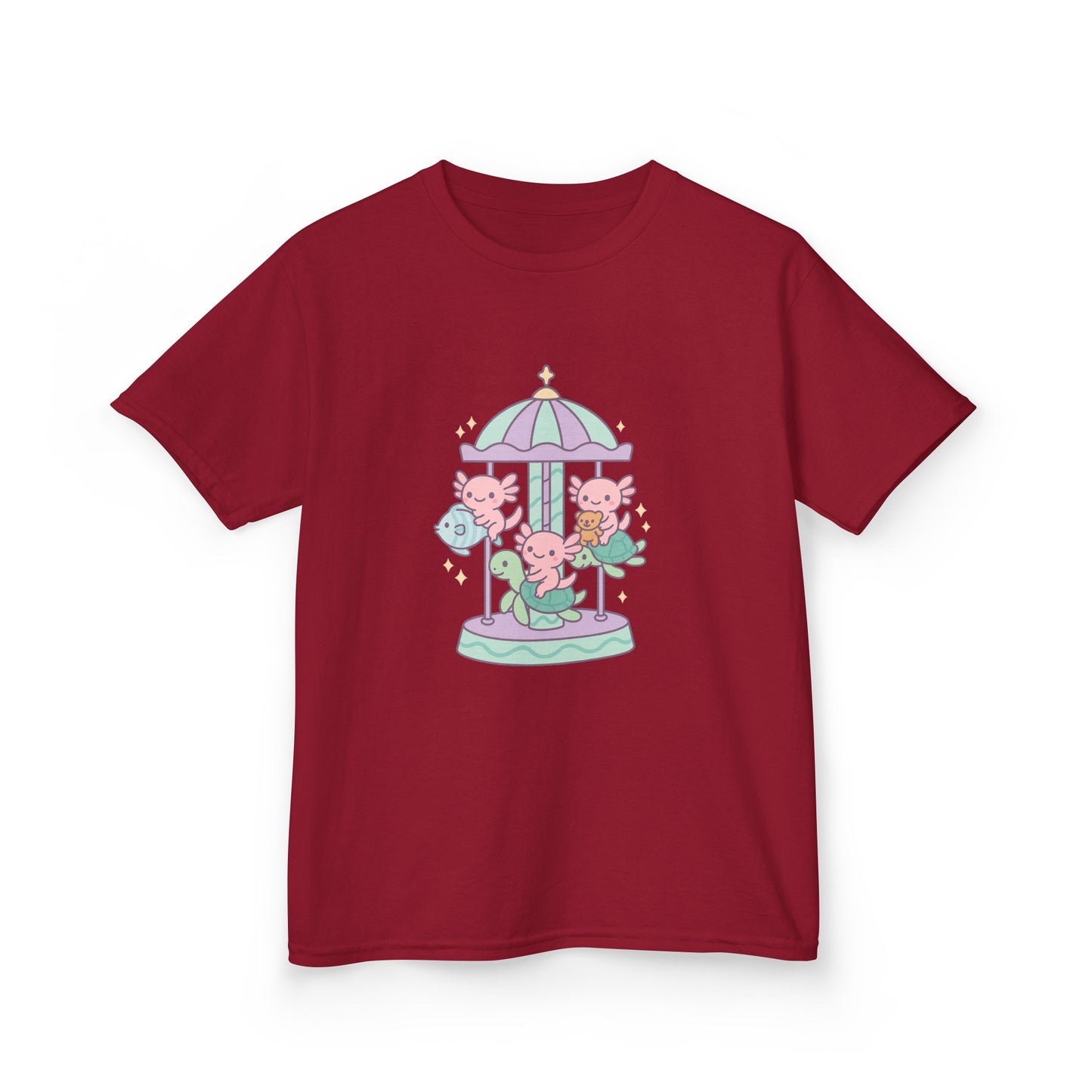Kids Cotton Tee with Carousel Design, Fun Kids T-Shirt, Cute Summer Tee, Playful Cotton Top, Unique Birthday Gift for Children