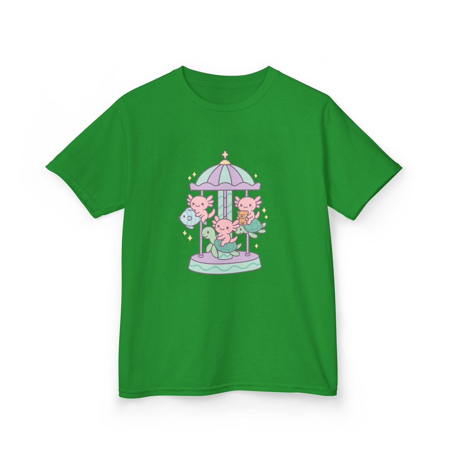 Kids Cotton Tee with Carousel Design, Fun Kids T-Shirt, Cute Summer Tee, Playful Cotton Top, Unique Birthday Gift for Children