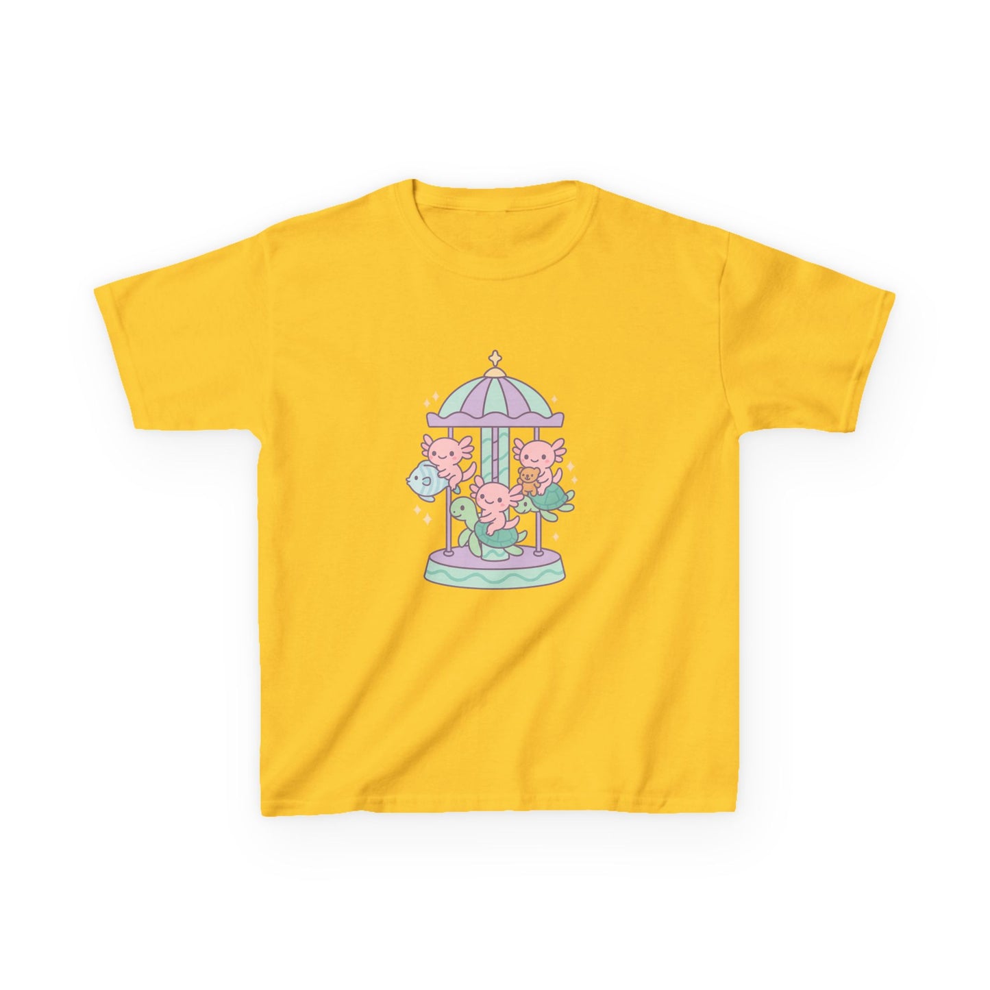 Kids Cotton Tee with Carousel Design, Fun Kids T-Shirt, Cute Summer Tee, Playful Cotton Top, Unique Birthday Gift for Children