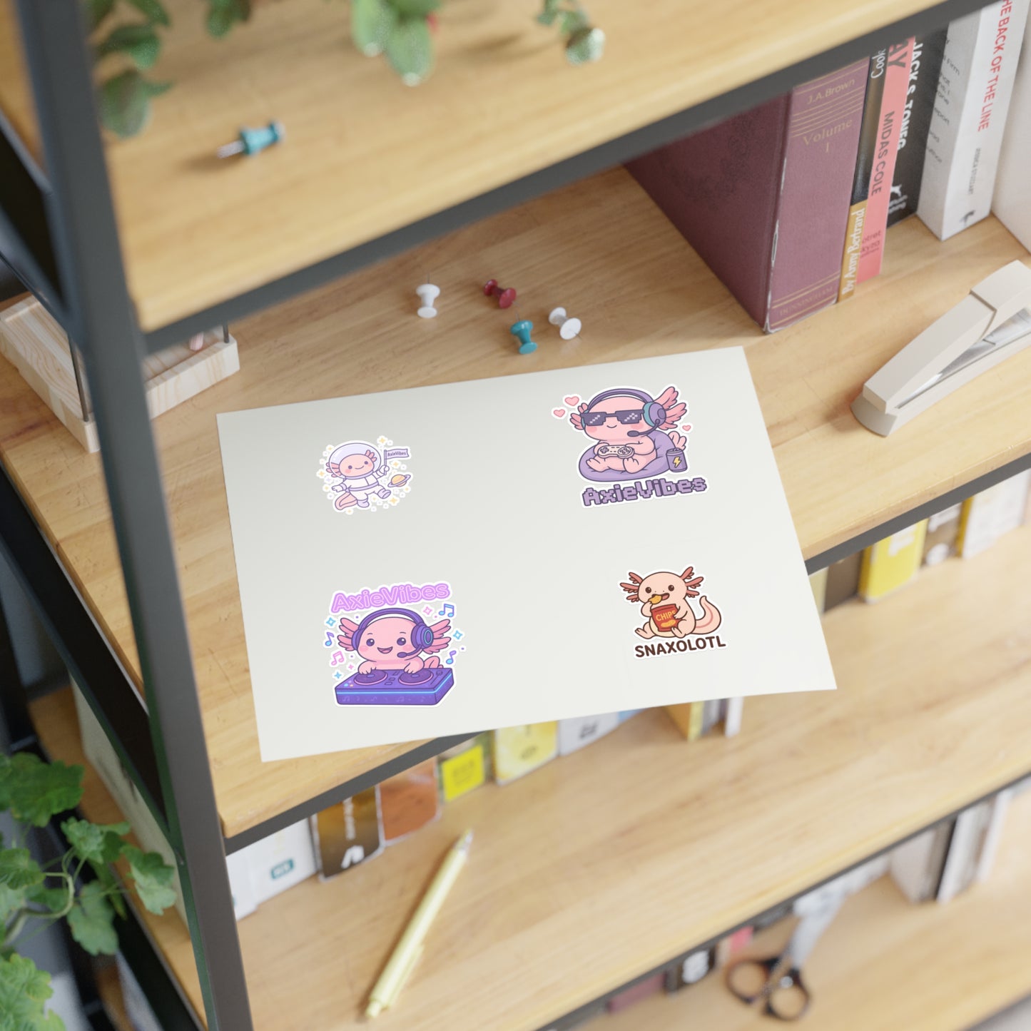 Cute Anime-Themed Sticker Sheets for Creative Expression | AxieVibes & Snaxolotl Designs