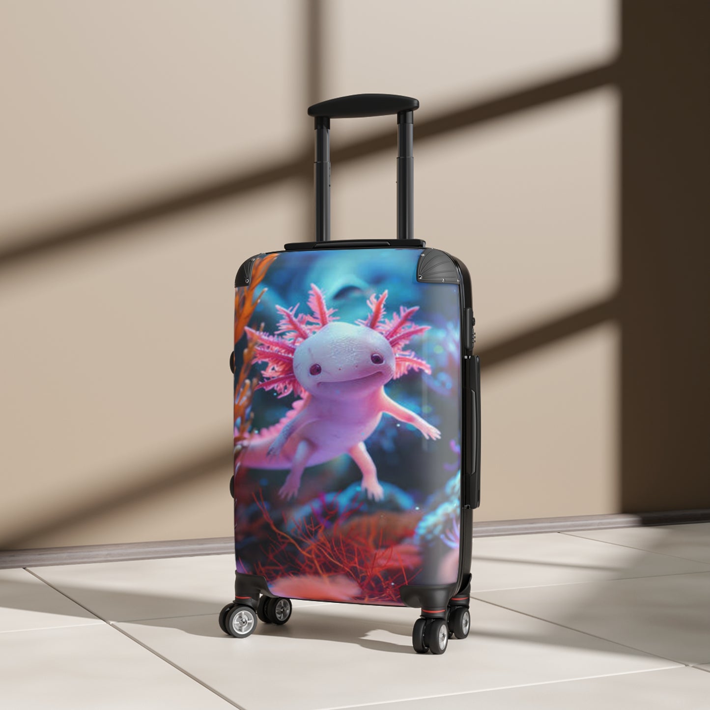 Axolotl Suitcase for Travel Enthusiasts - Unique Colorful Luggage