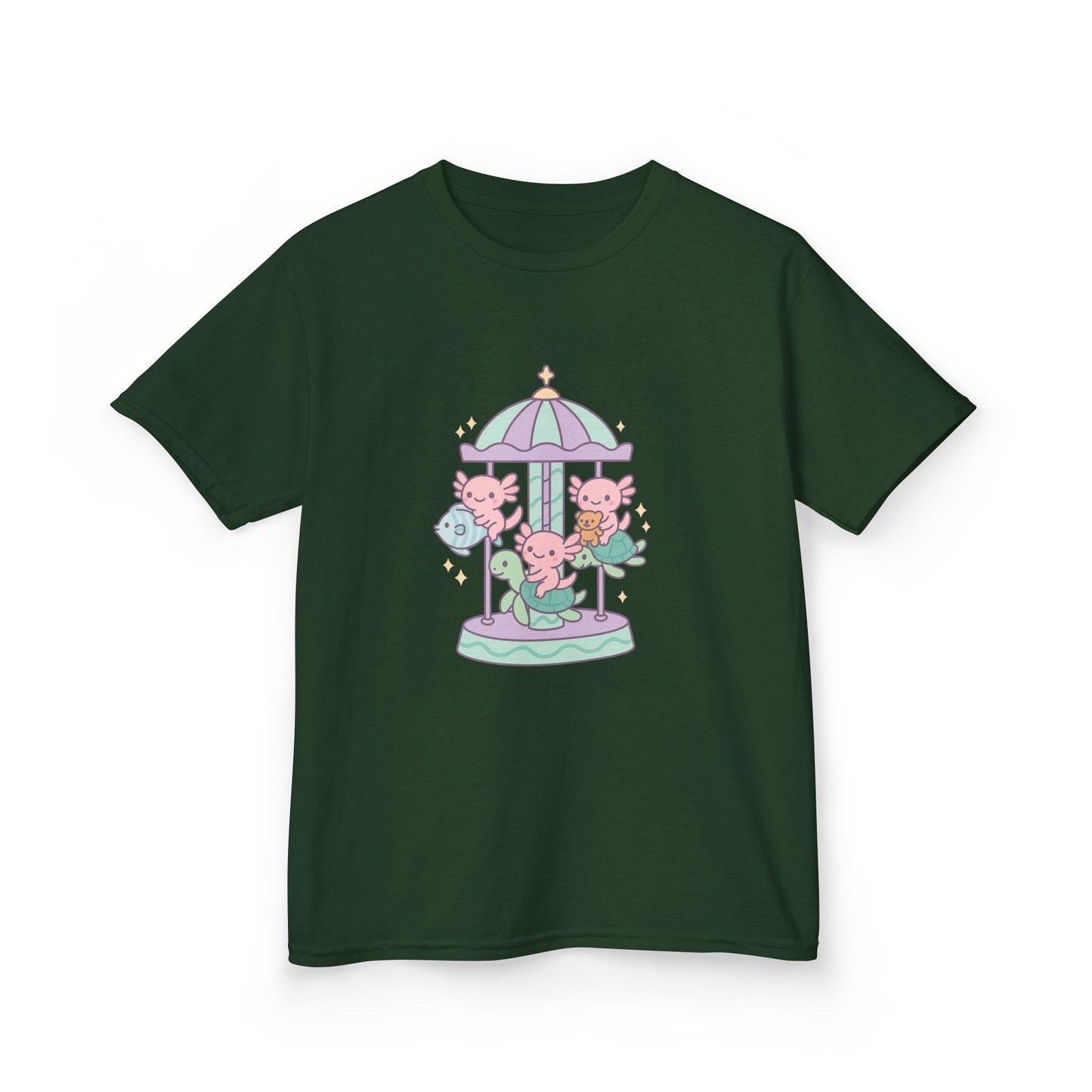 Kids Cotton Tee with Carousel Design, Fun Kids T-Shirt, Cute Summer Tee, Playful Cotton Top, Unique Birthday Gift for Children