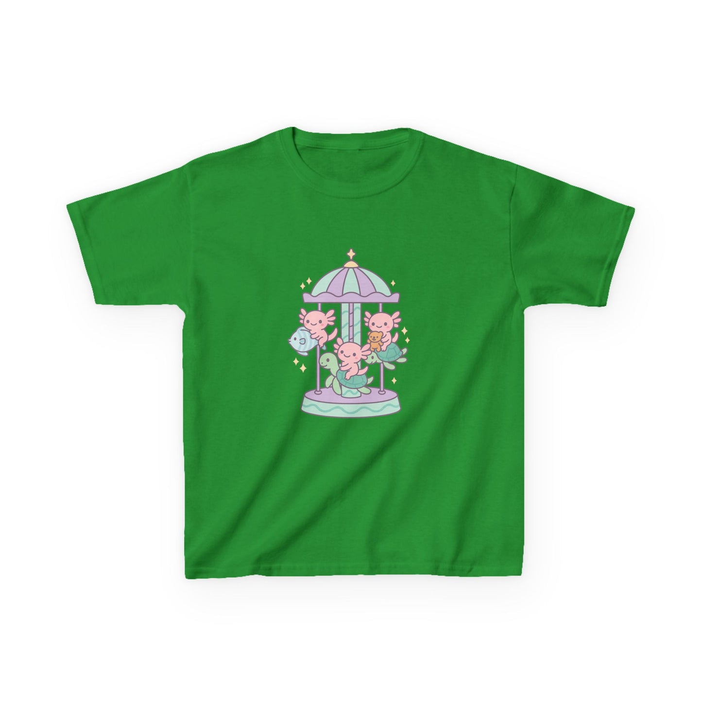 Kids Cotton Tee with Carousel Design, Fun Kids T-Shirt, Cute Summer Tee, Playful Cotton Top, Unique Birthday Gift for Children