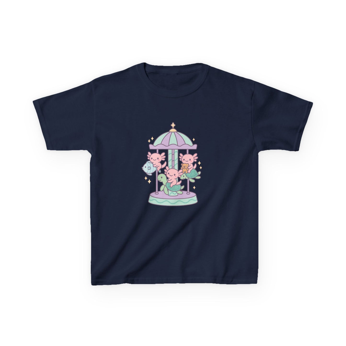 Kids Cotton Tee with Carousel Design, Fun Kids T-Shirt, Cute Summer Tee, Playful Cotton Top, Unique Birthday Gift for Children