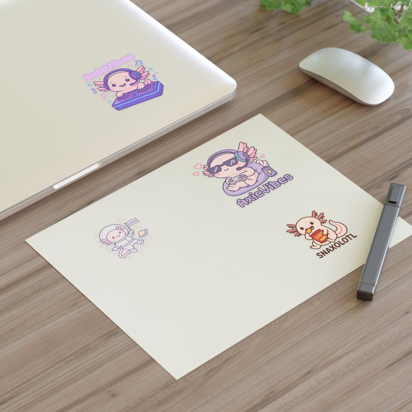 Cute Anime-Themed Sticker Sheets for Creative Expression | AxieVibes & Snaxolotl Designs