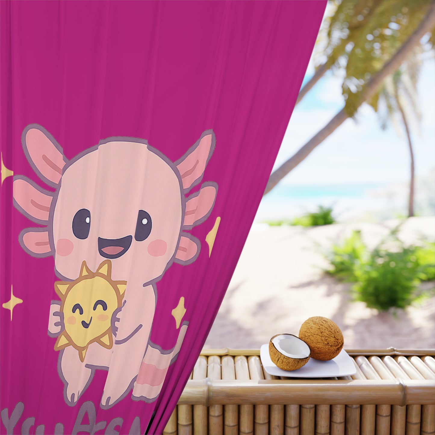 Cute Axolotl Window Curtain - You Are My Sunshine Design