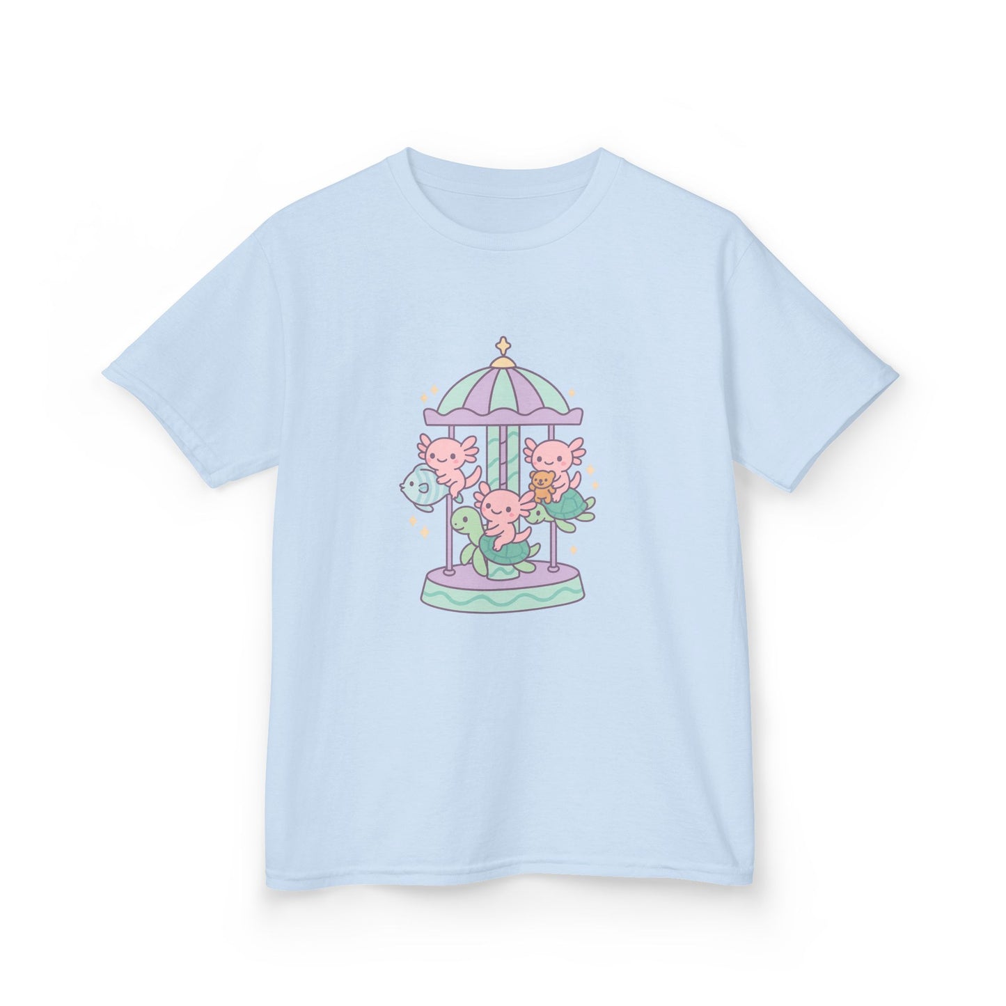 Kids Cotton Tee with Carousel Design, Fun Kids T-Shirt, Cute Summer Tee, Playful Cotton Top, Unique Birthday Gift for Children