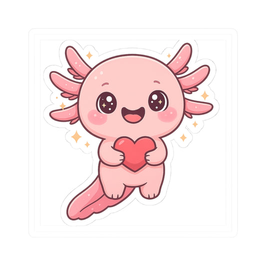 Cute Axolotl Heart Kiss-Cut Stickers for Kids & Teens - Ideal for Journals, Laptops, & Craft Projects