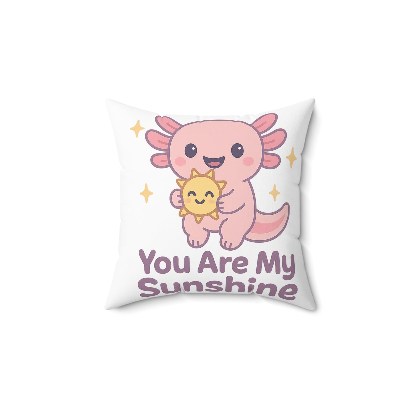 Cute Pink Axolotl Square Pillow - Adorable Home Decor