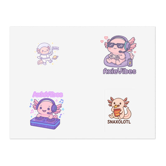 Cute Anime-Themed Sticker Sheets for Creative Expression | AxieVibes & Snaxolotl Designs