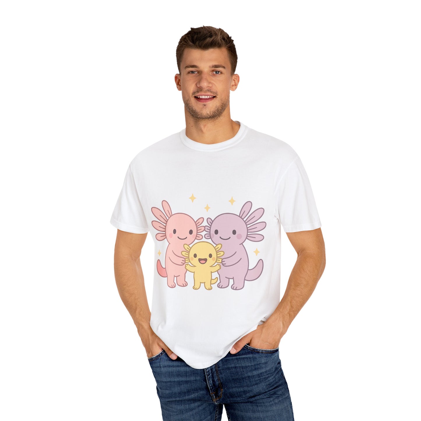 Cute Axolotl Friends T-Shirt - Unisex Garment-Dyed Tee for Animal Lovers