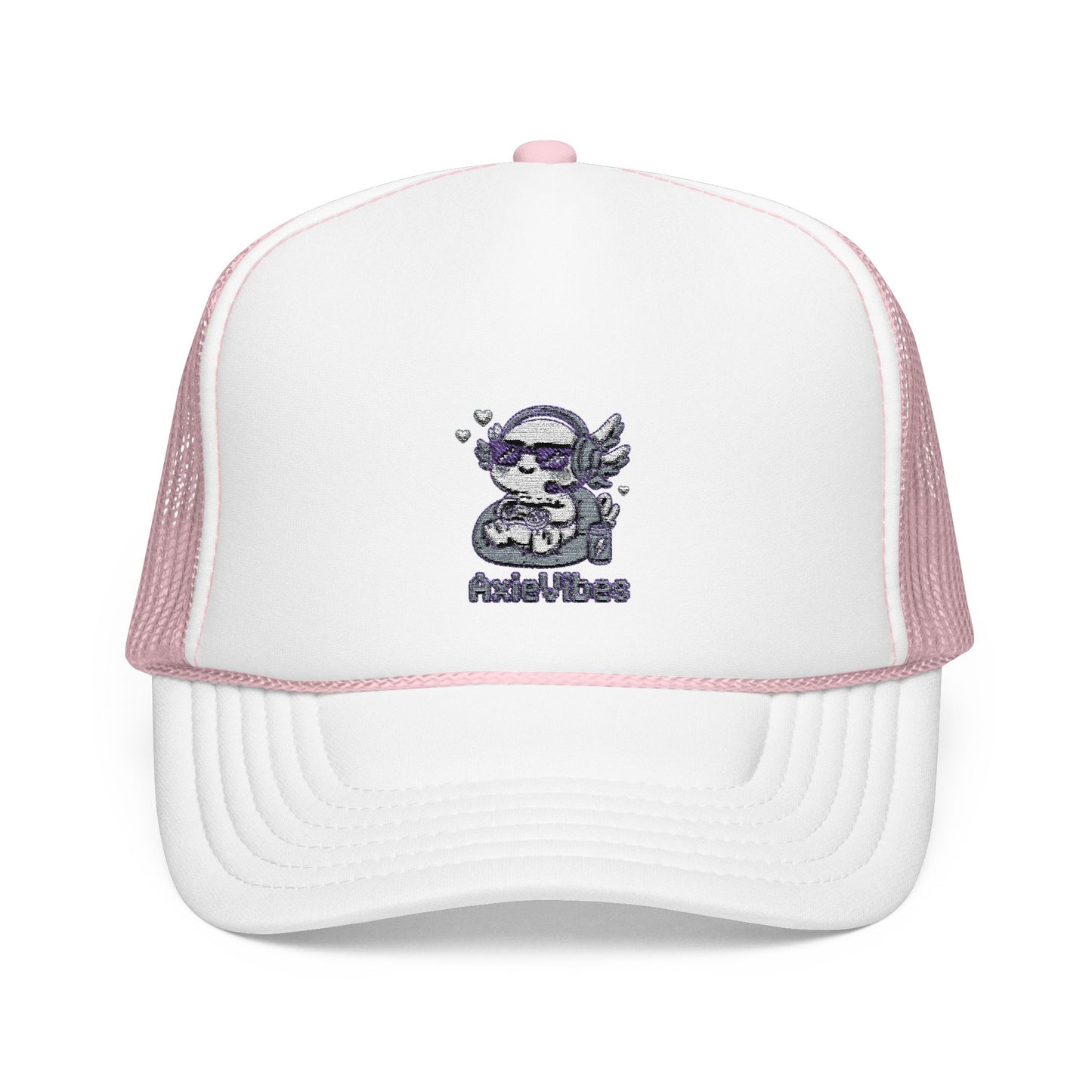 Embroidered Foam Trucker Hat - Cute Angel Cat Design