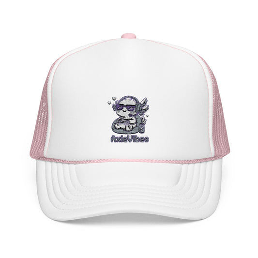 Embroidered Foam Trucker Hat - Cute Angel Cat Design
