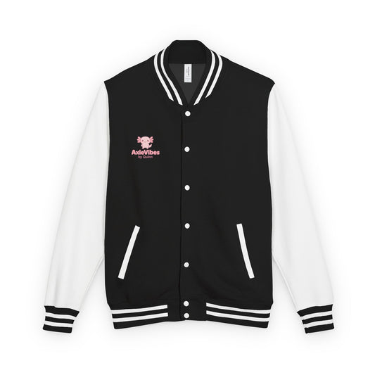 Cute Unisex Heavyweight Letterman Jacket with Adorable Axolotl Design